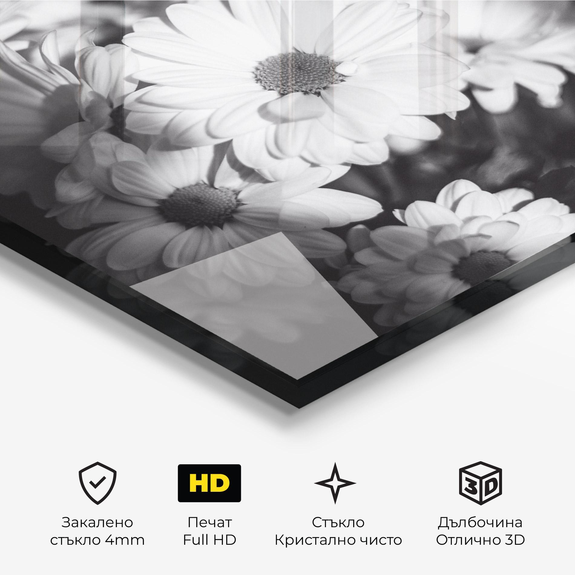 Стъклена картина Grey Daisy mockup 3