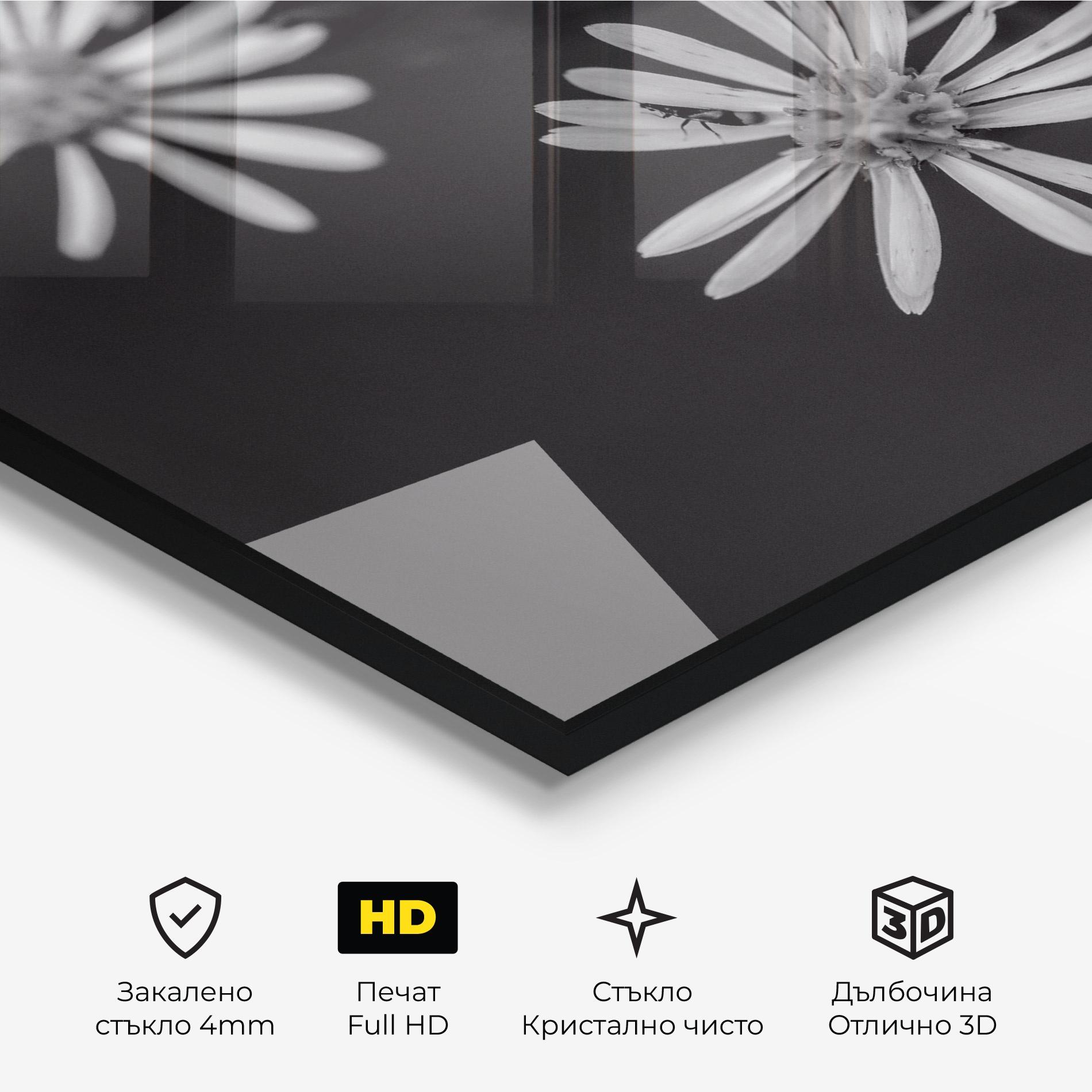 Стъклена картина Grey Small Daisy mockup 3