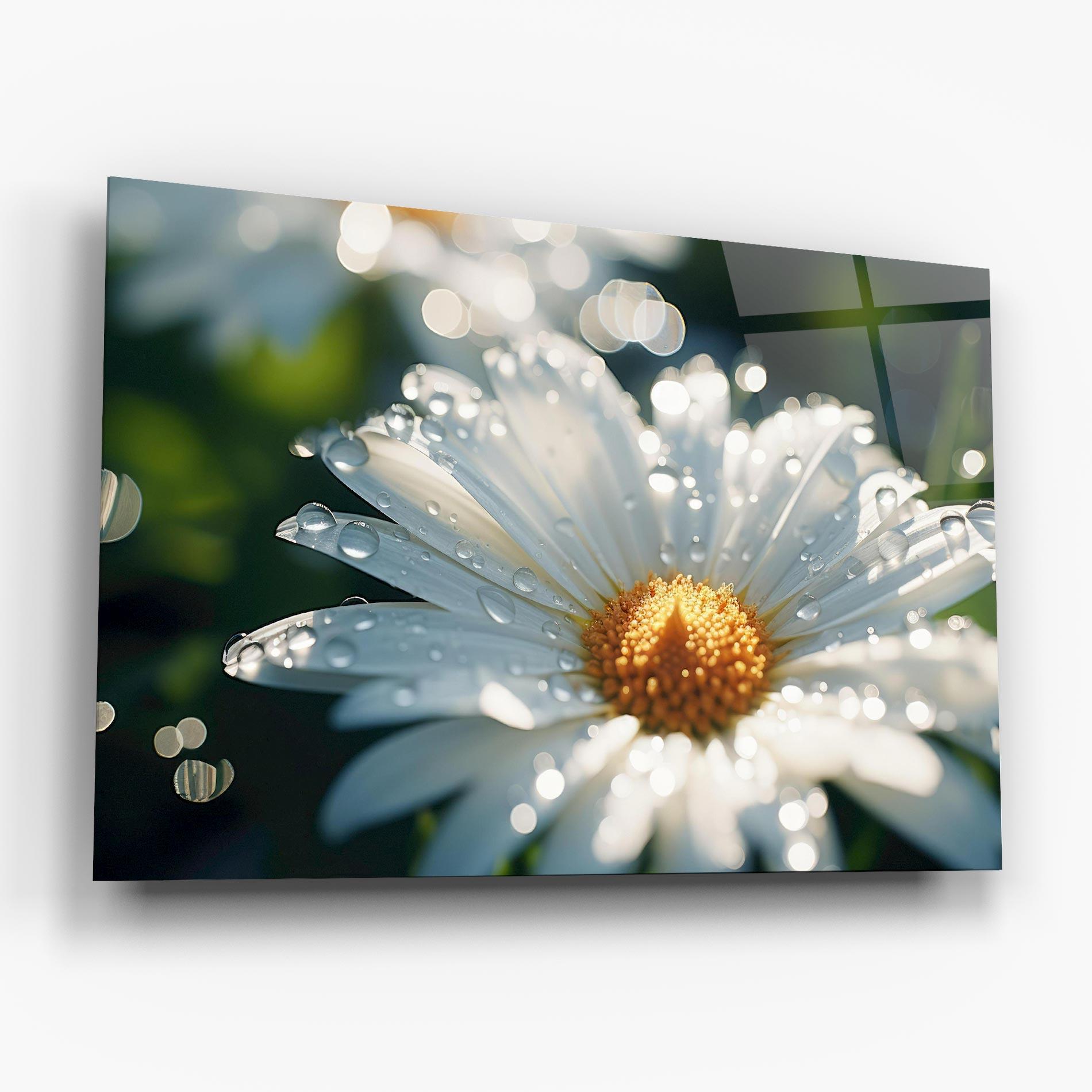 Стъклена картина Daisy After Rain Close Up mockup 6