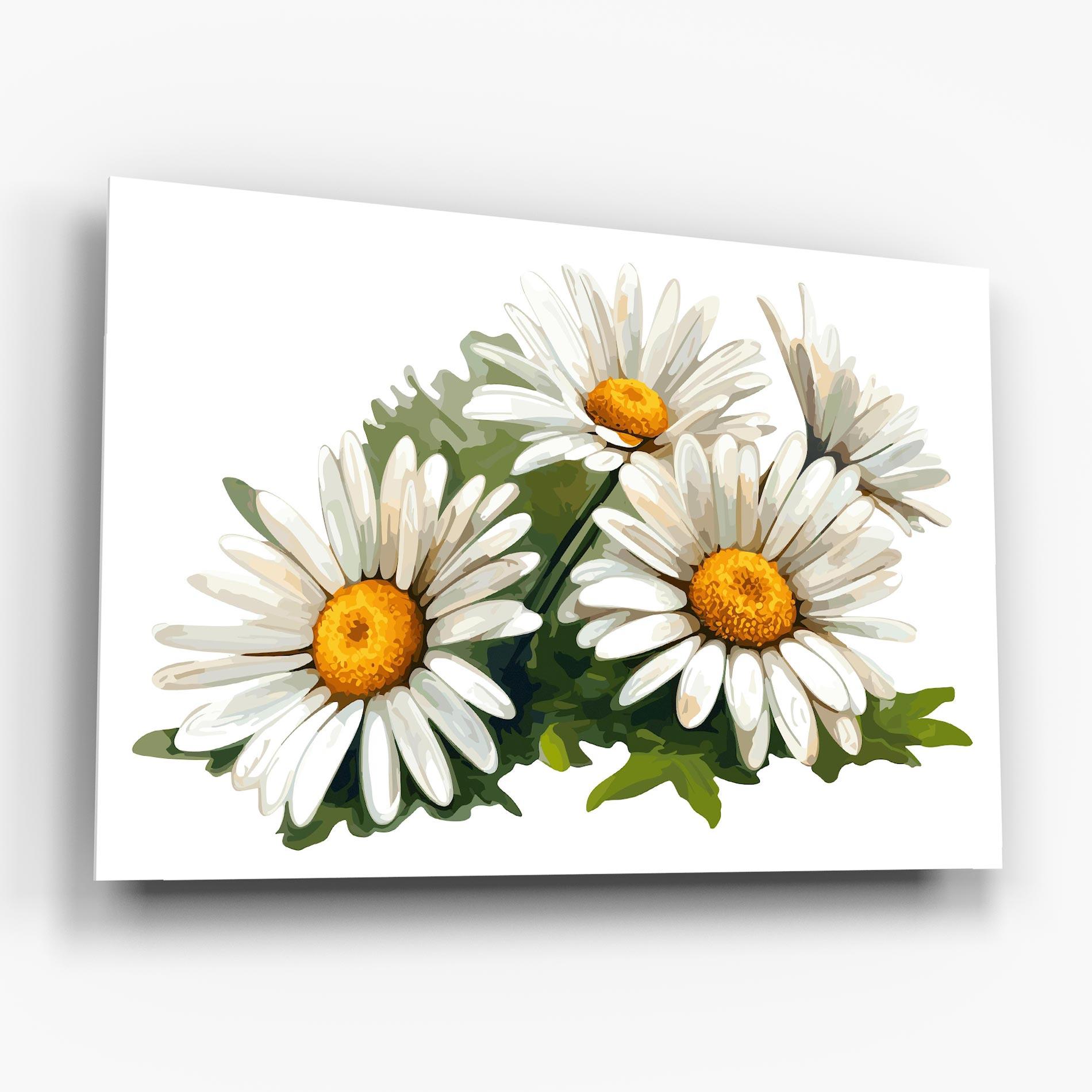 Стъклена картина Grey White Daisy mockup 6