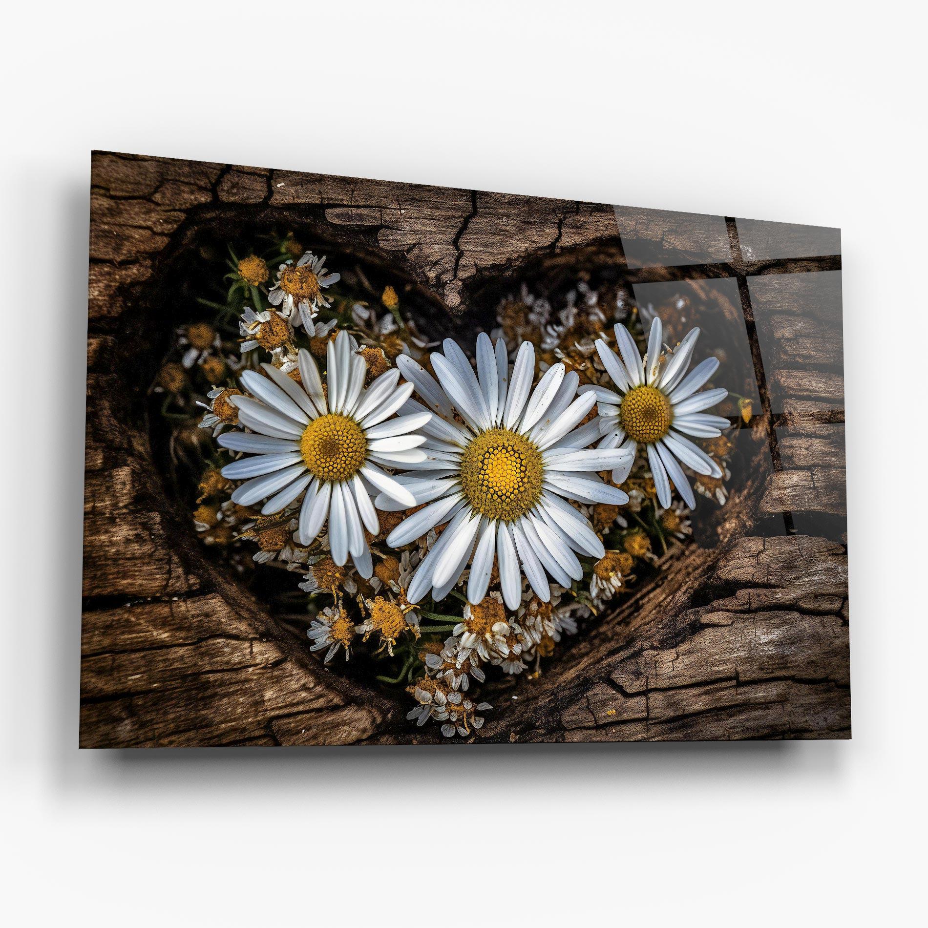 Стъклена картина Heart Shaped Daisy mockup 6