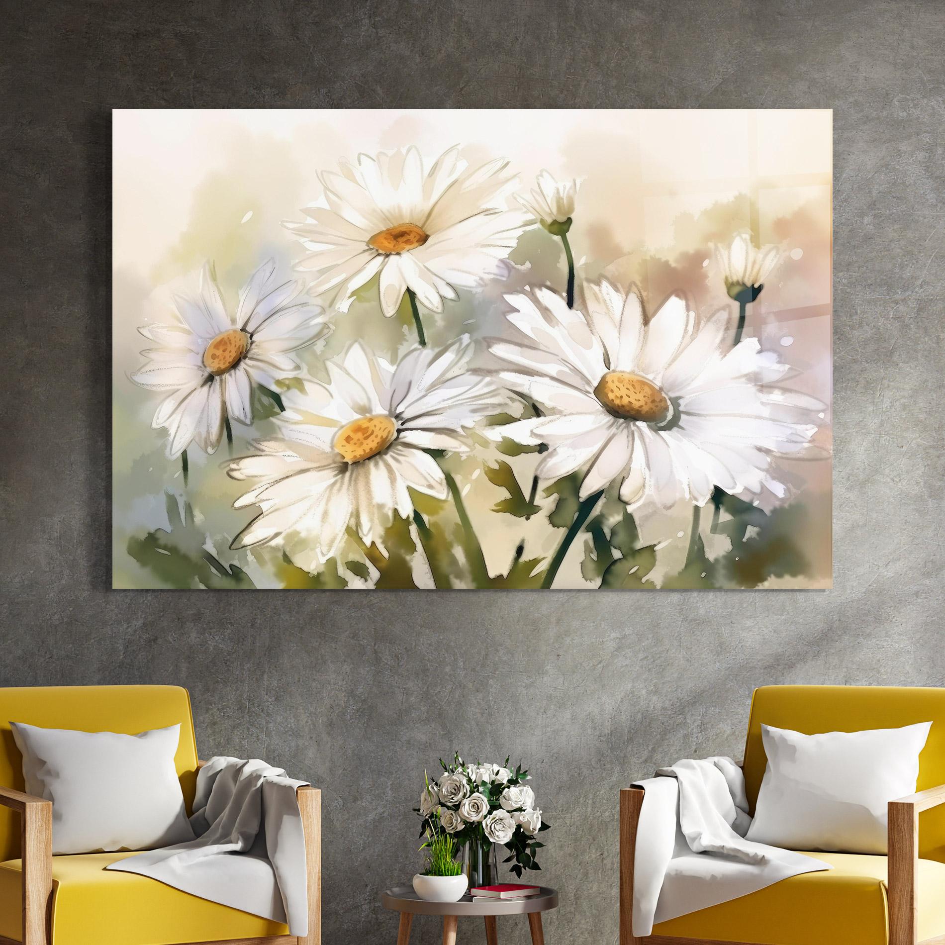 Стъклена картина Daisy Painting mockup 4