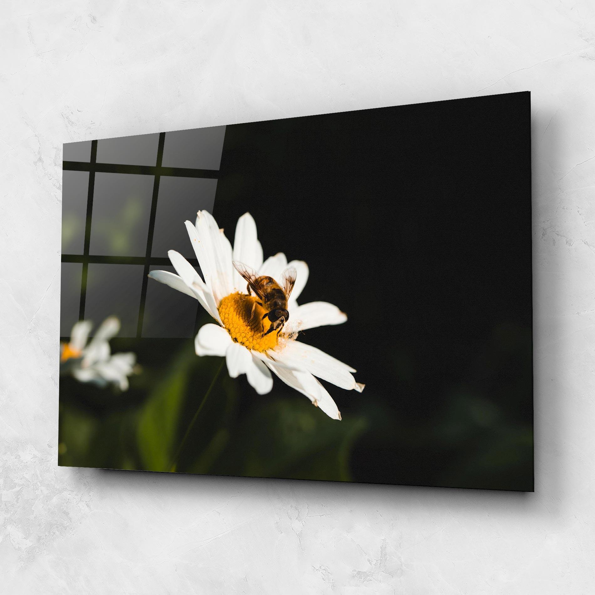 Стъклена картина Bee Flying On Daisy mockup 1