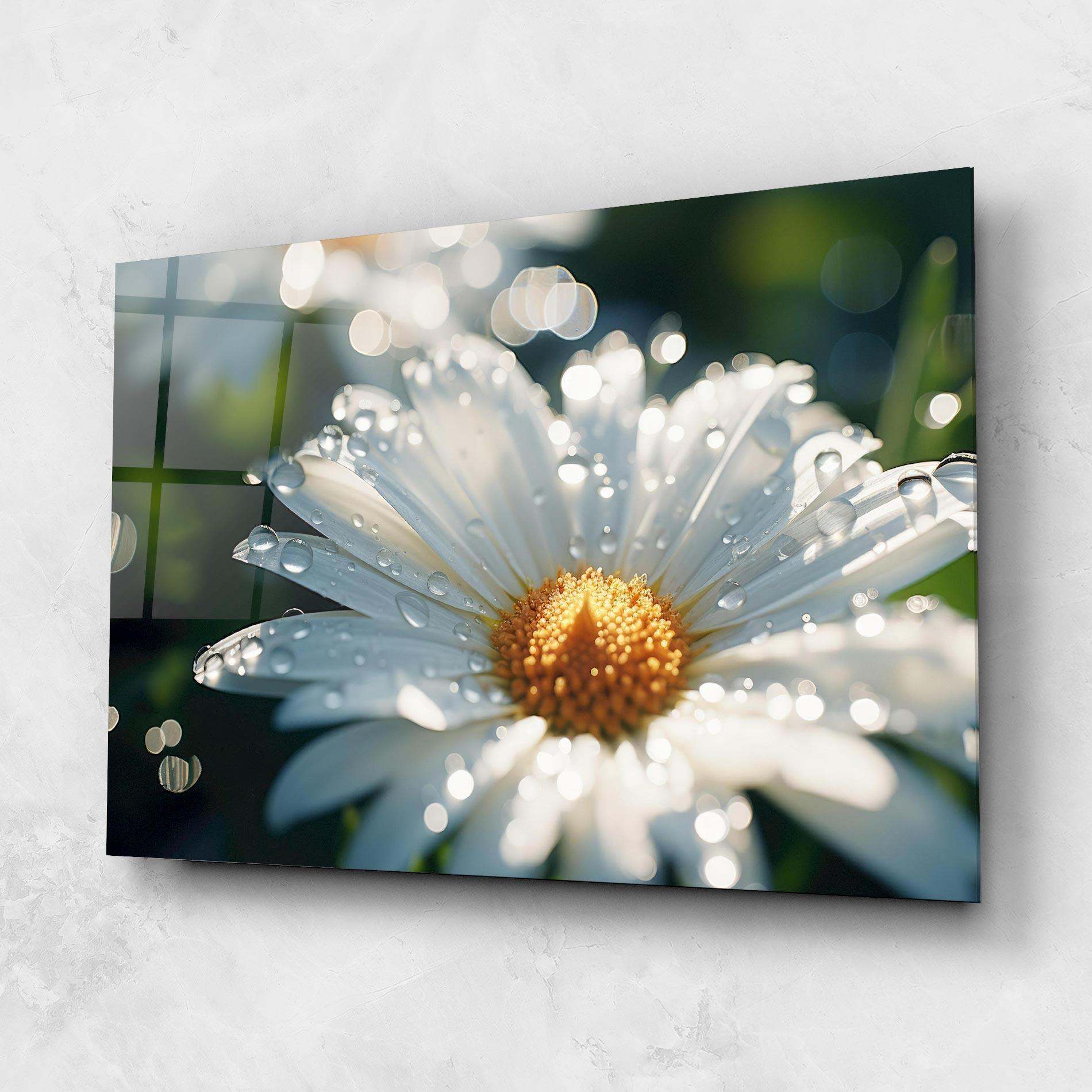 Стъклена картина Daisy After Rain Close Up mockup 1