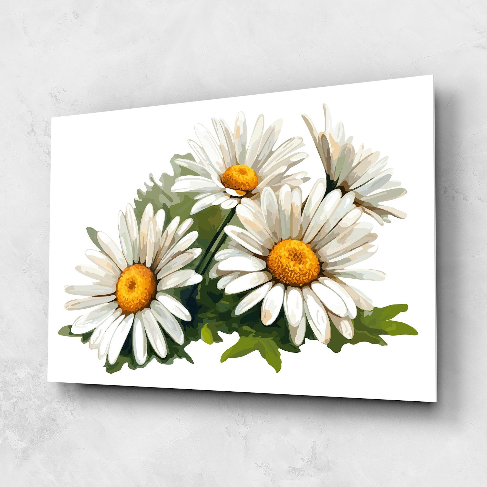 Стъклена картина Grey White Daisy mockup 1