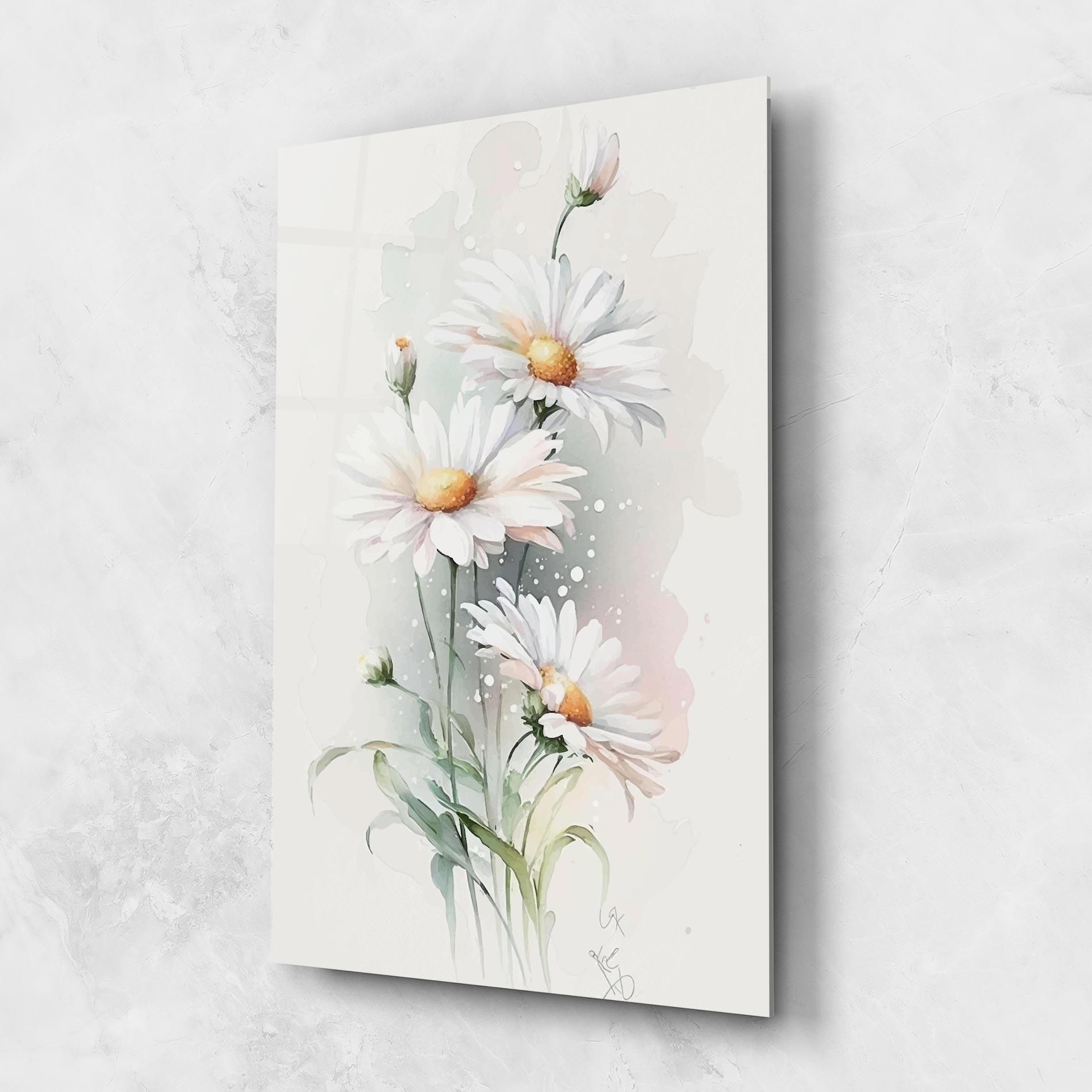 Стъклена картина Dreamy White Daisy mockup 1