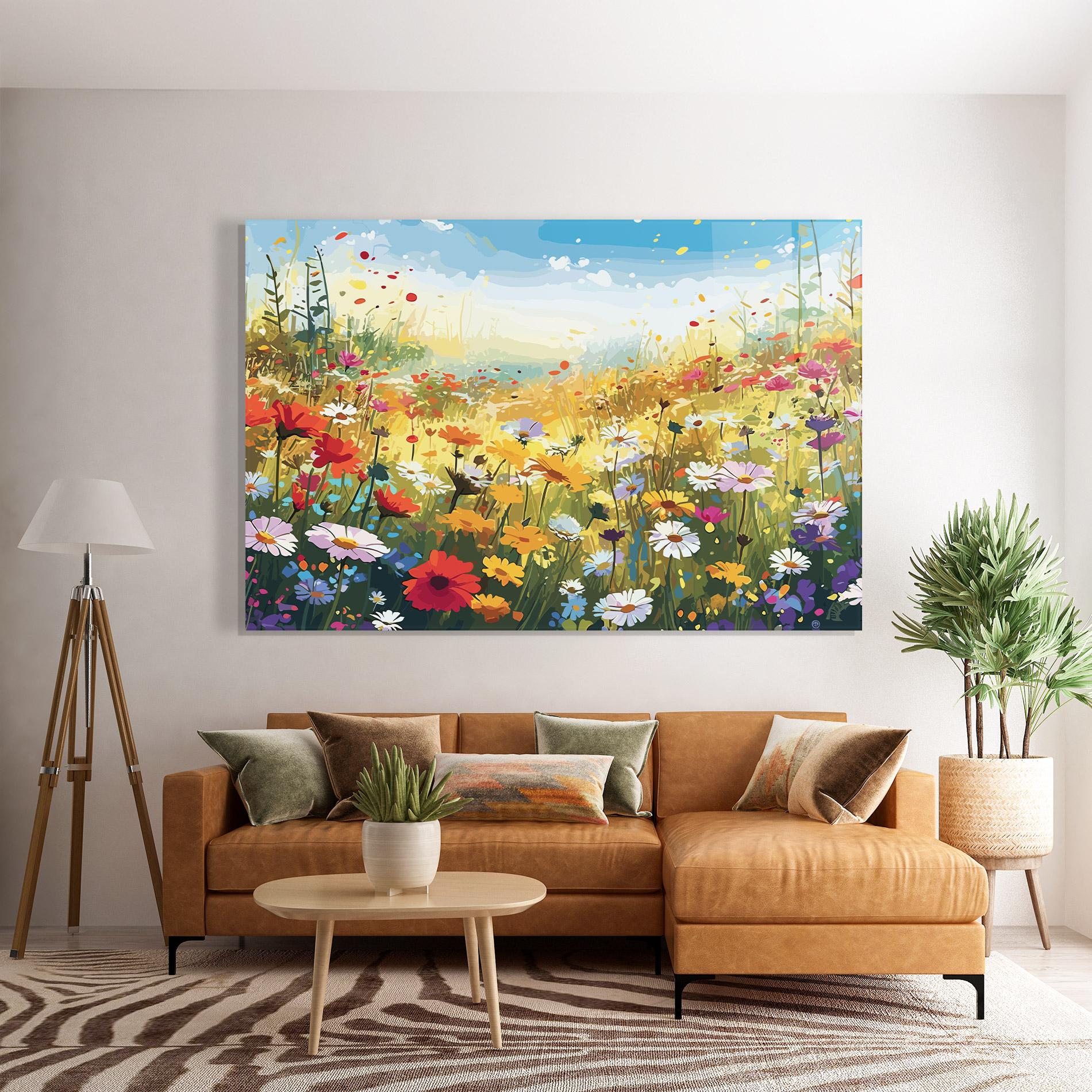 Стъклена картина Colorful Daisy Mix mockup 7