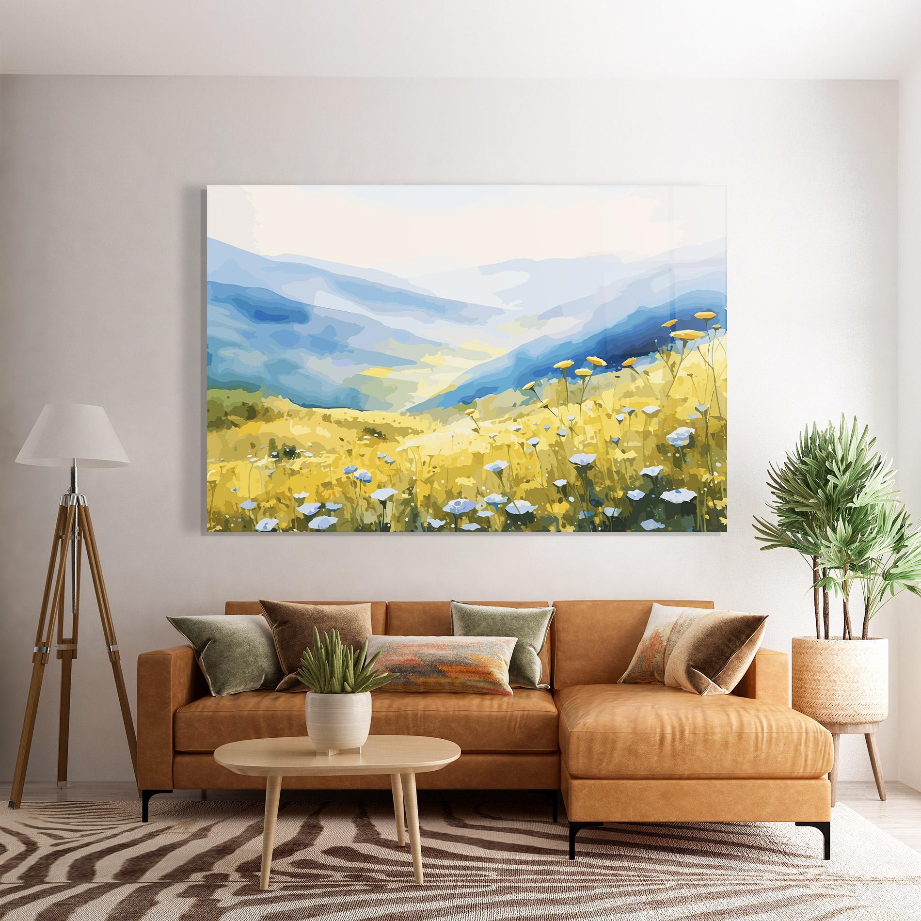 Стъклена картина Daisy Field Art mockup 7