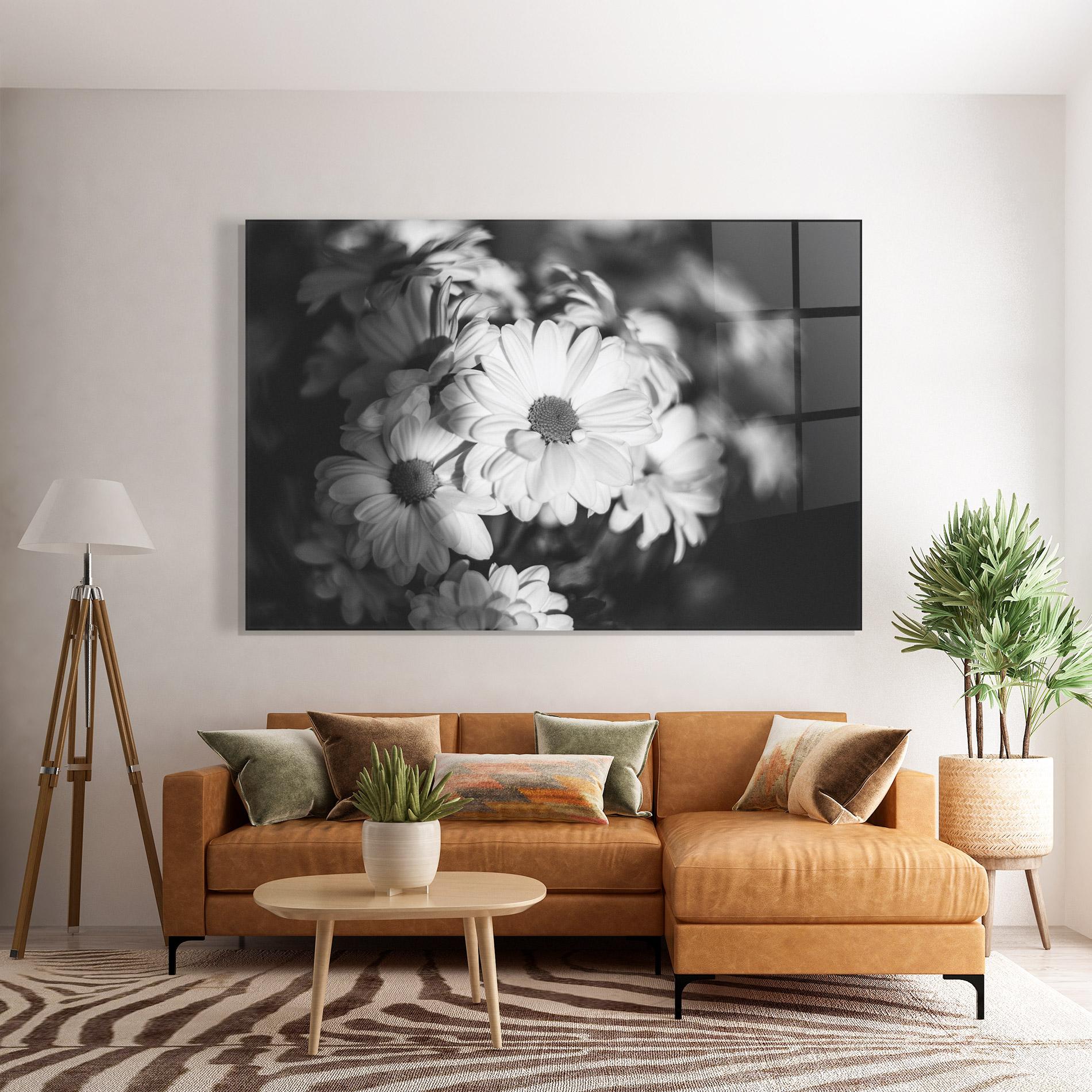 Стъклена картина Grey Daisy mockup 7