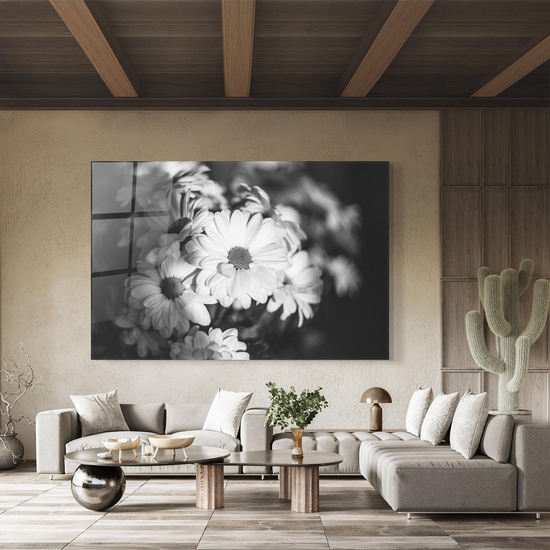 Стъклена картина Grey Daisy mockup 8