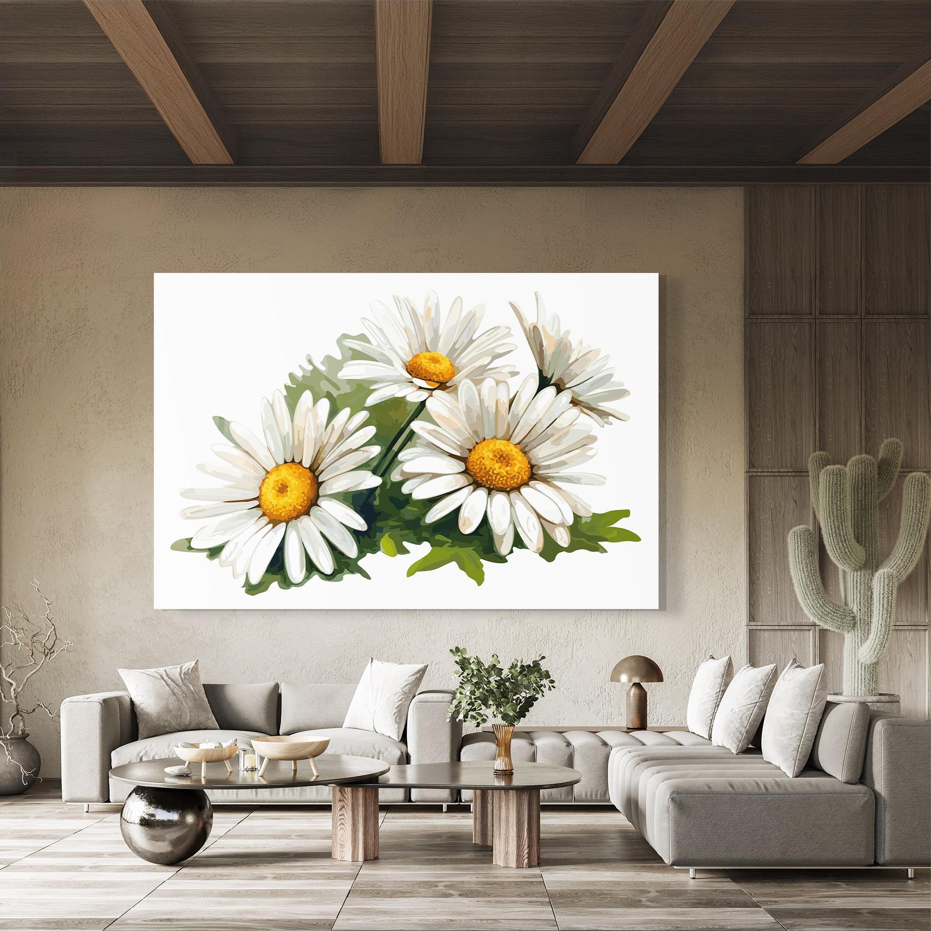 Стъклена картина Grey White Daisy mockup 8