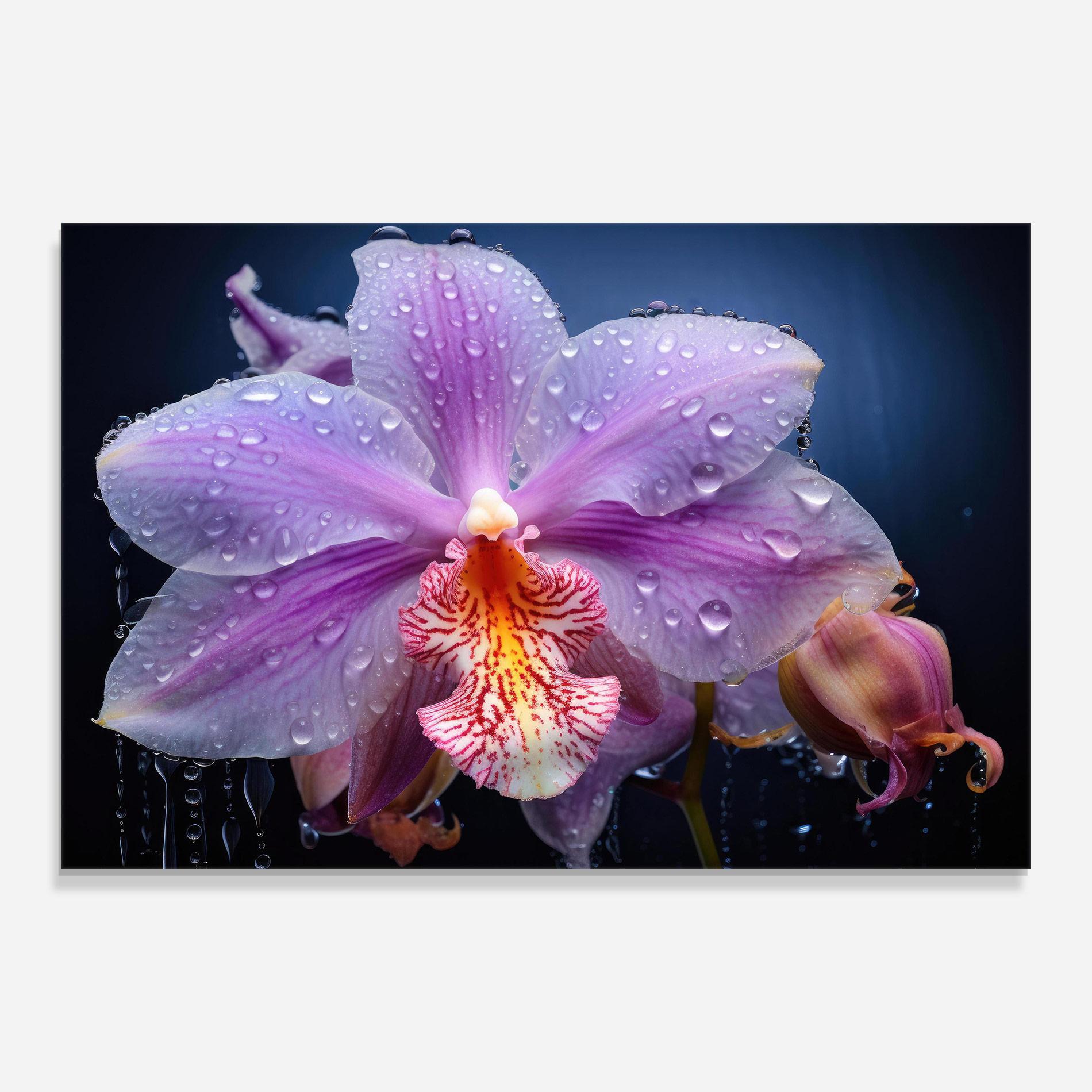 Стъклена картина Orchid In Rain mockup 0