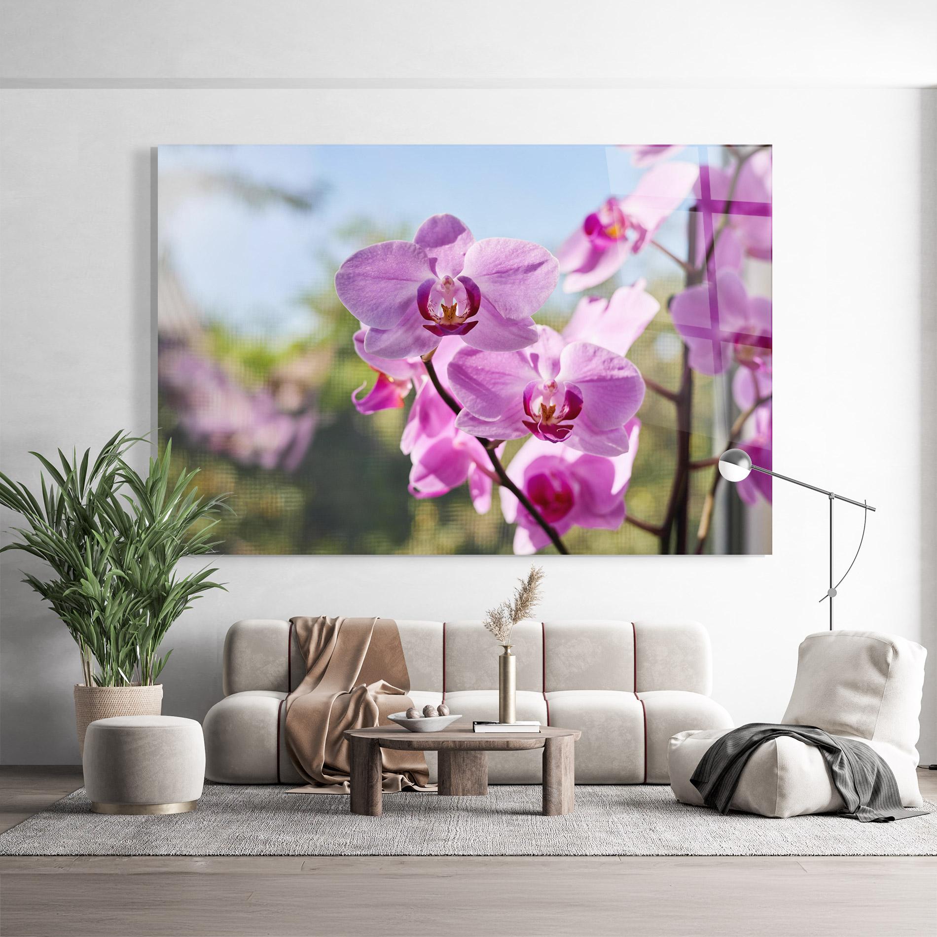 Стъклена картина Orchids In The Garden mockup 9