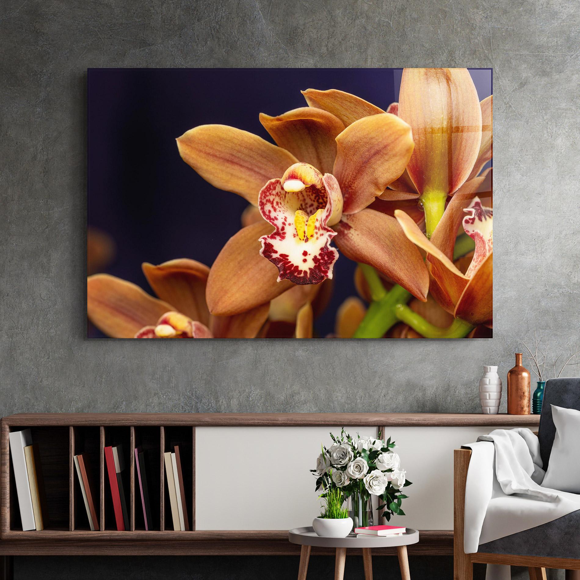Стъклена картина Dirty Orange Orchid mockup 2