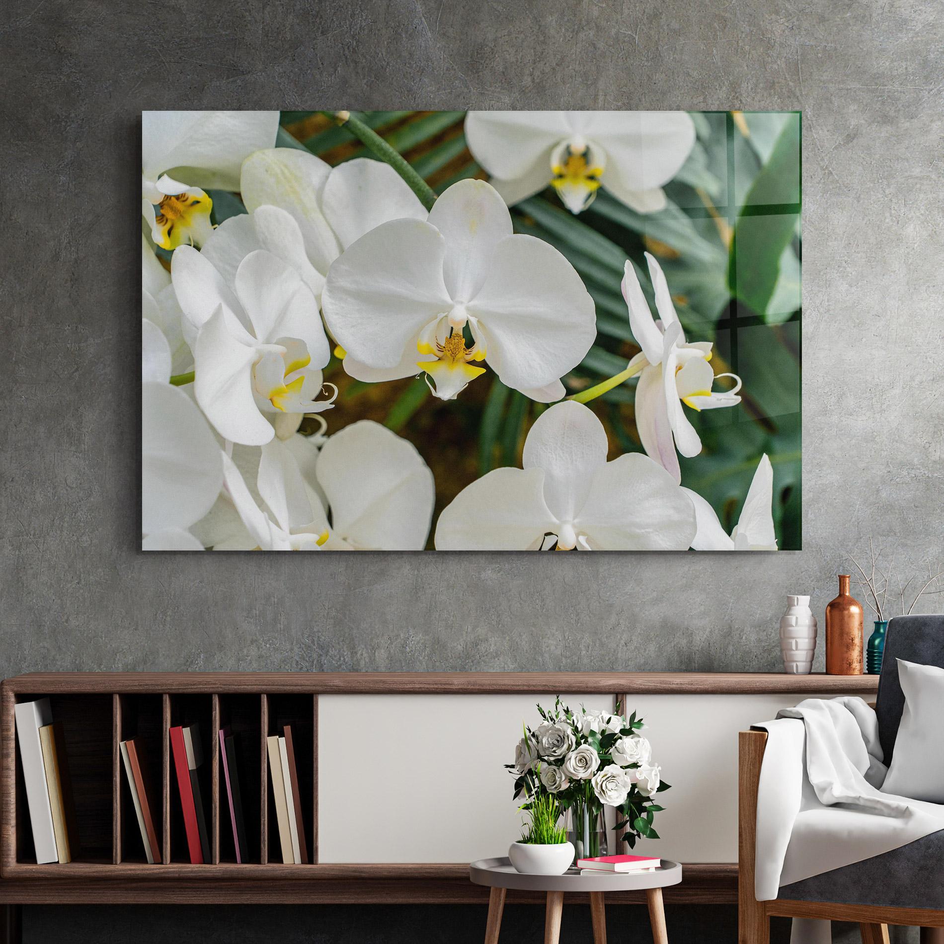 Стъклена картина Orchids In Nature mockup 2