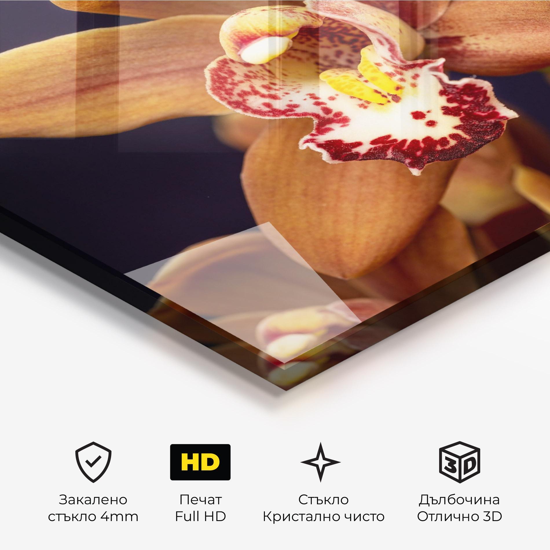 Стъклена картина Dirty Orange Orchid mockup 3