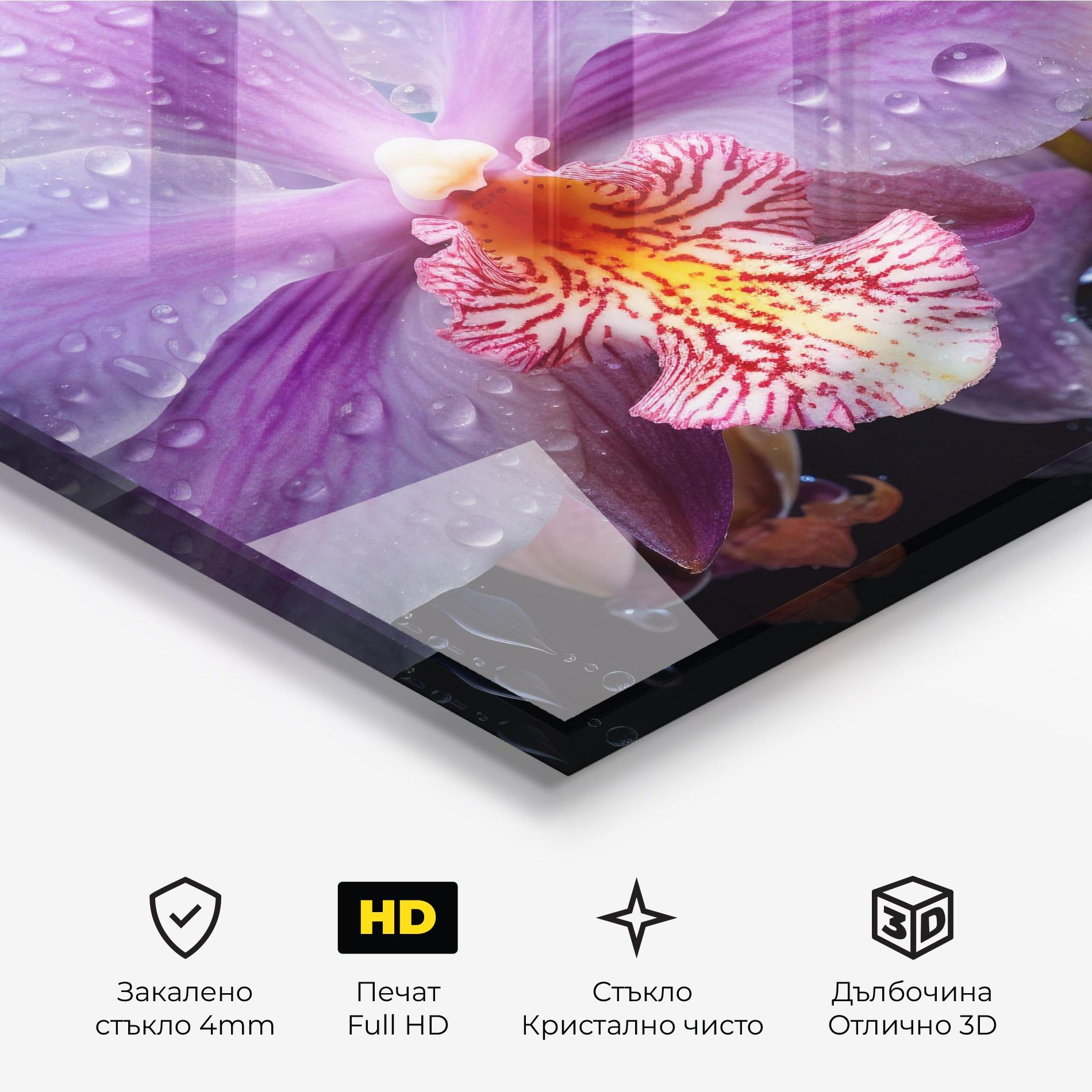 Стъклена картина Orchid In Rain mockup 3