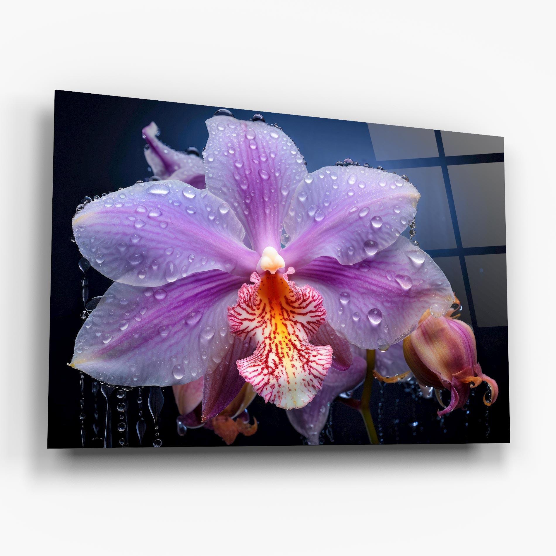 Стъклена картина Orchid In Rain mockup 6