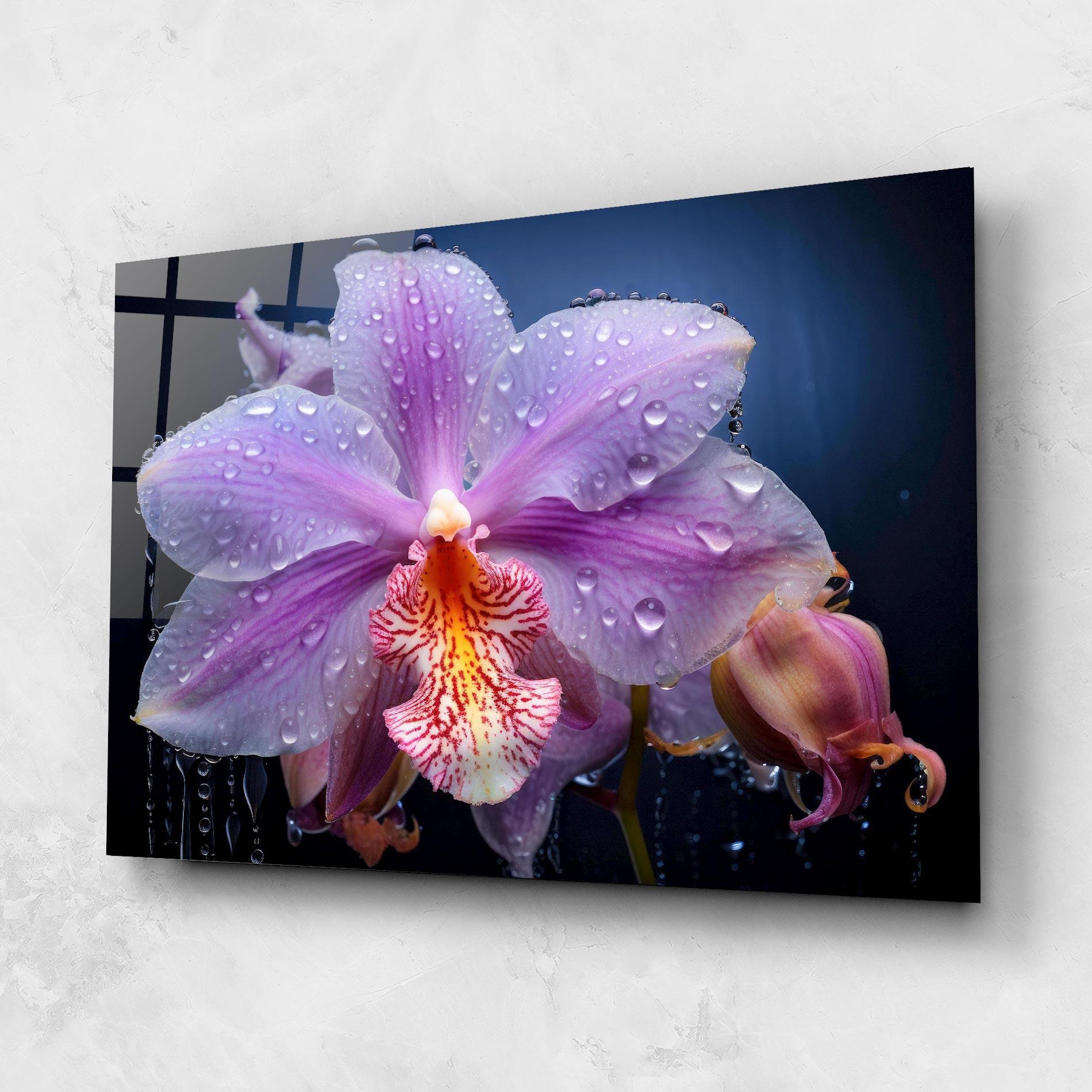 Стъклена картина Orchid In Rain mockup 1