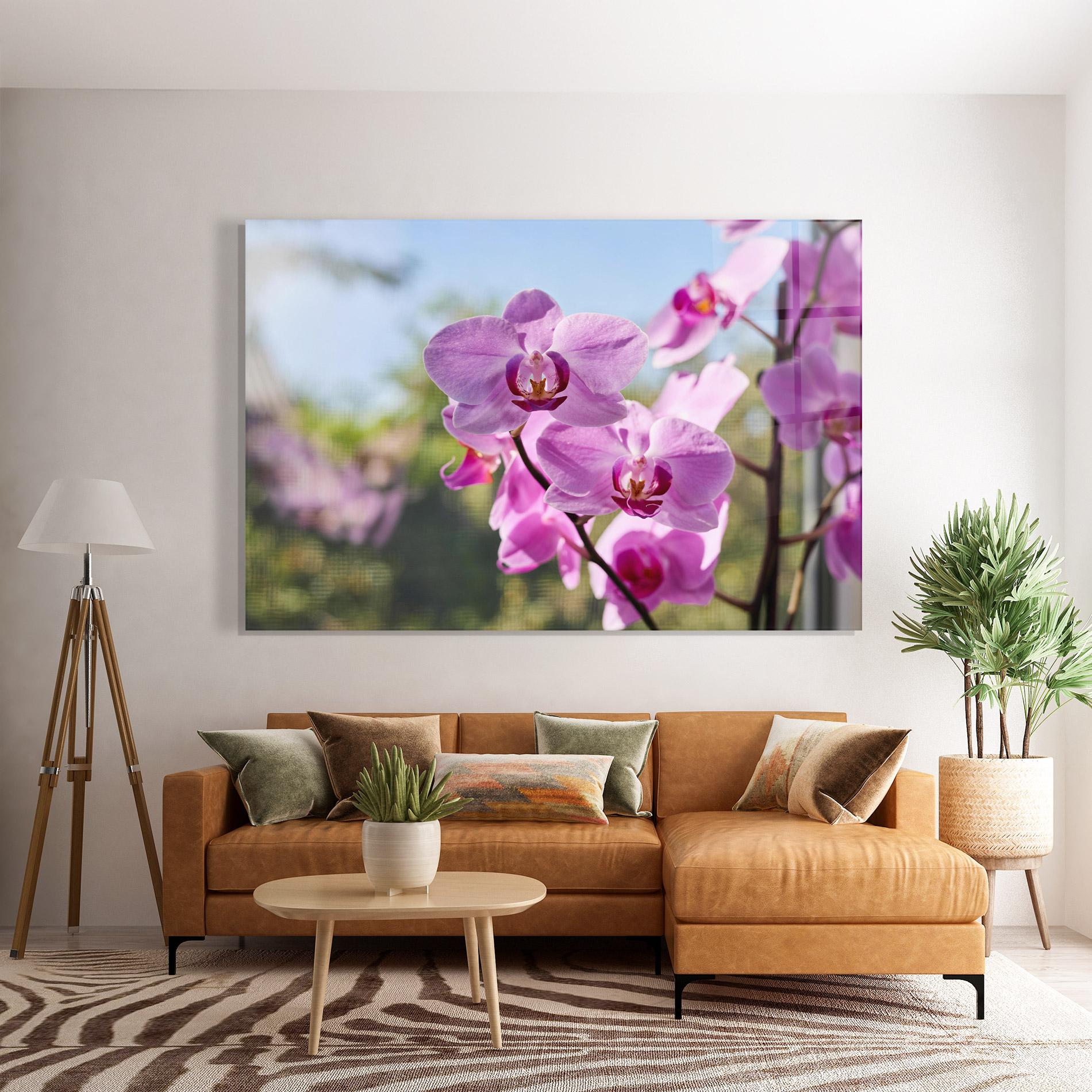 Стъклена картина Orchids In The Garden mockup 7
