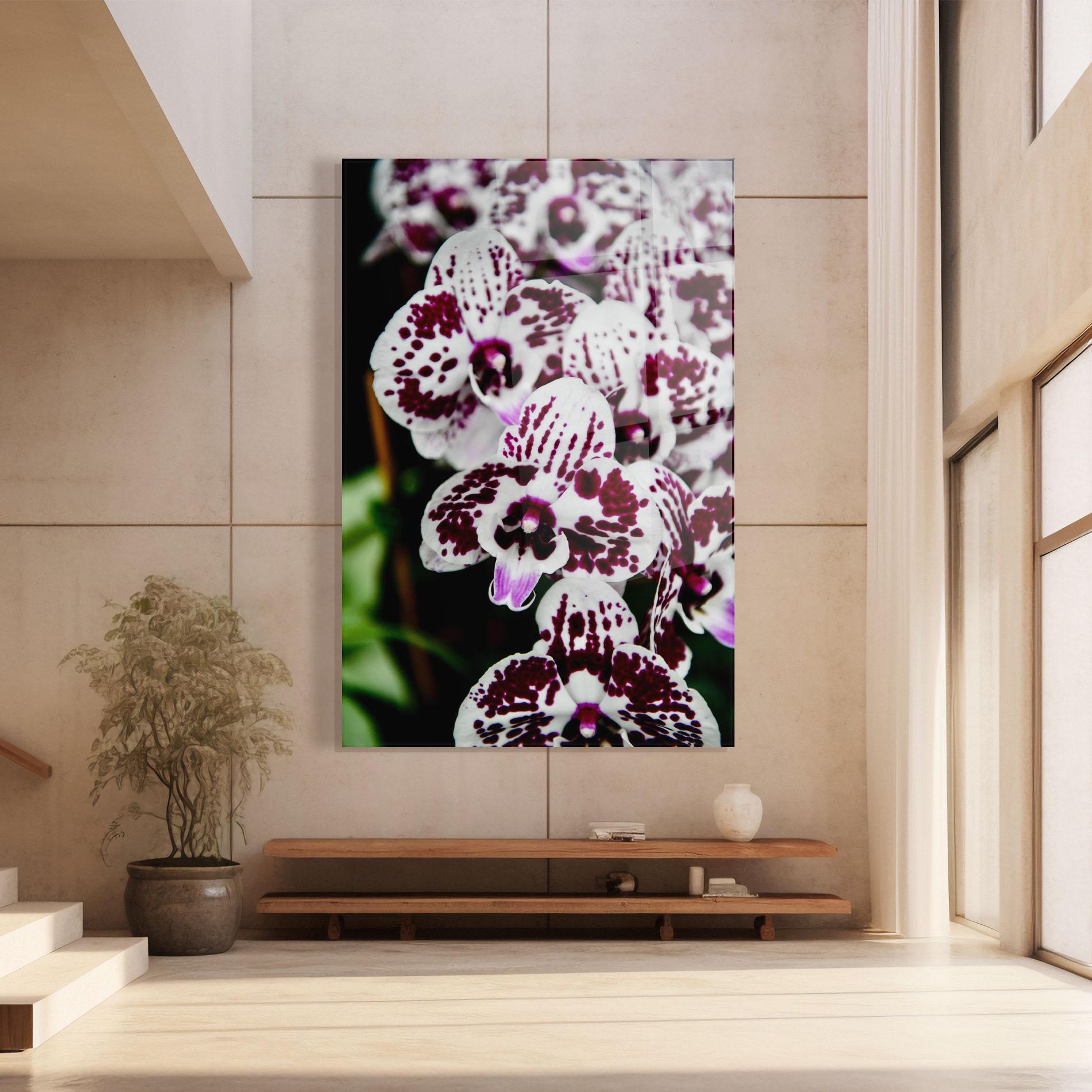 Стъклена картина Dark Purple Orchids mockup 8