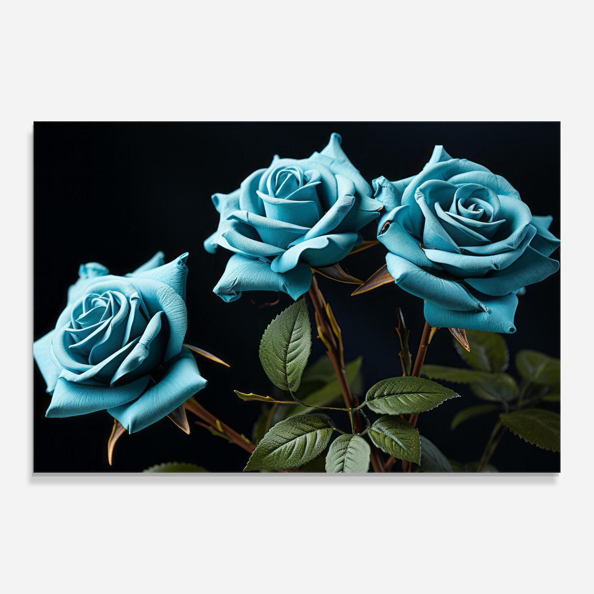 Стъклена картина Blue Roses mockup 0
