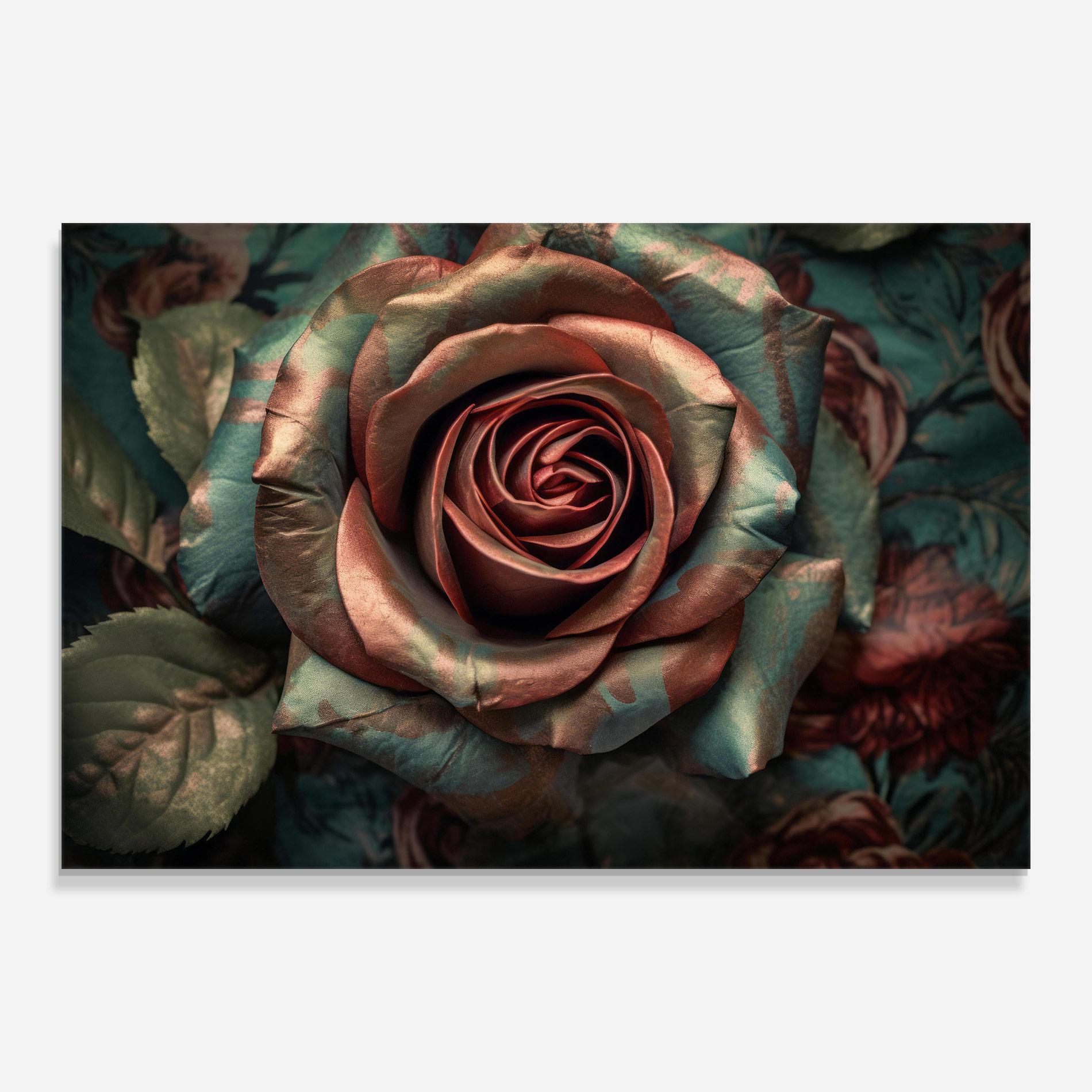 Стъклена картина Exotic Blue Rose mockup 0
