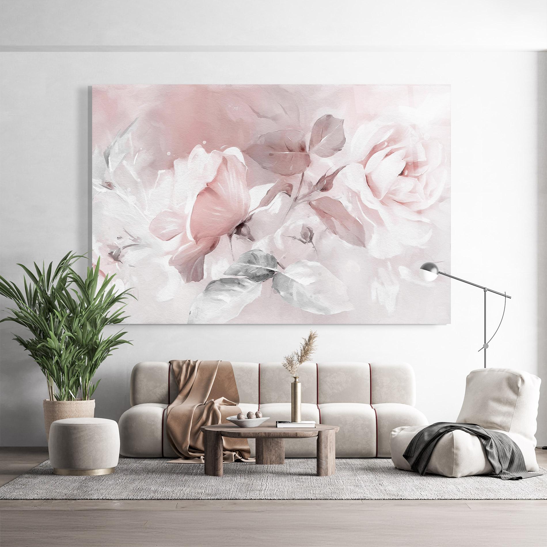 Стъклена картина Abstract Pink Flowers mockup 9