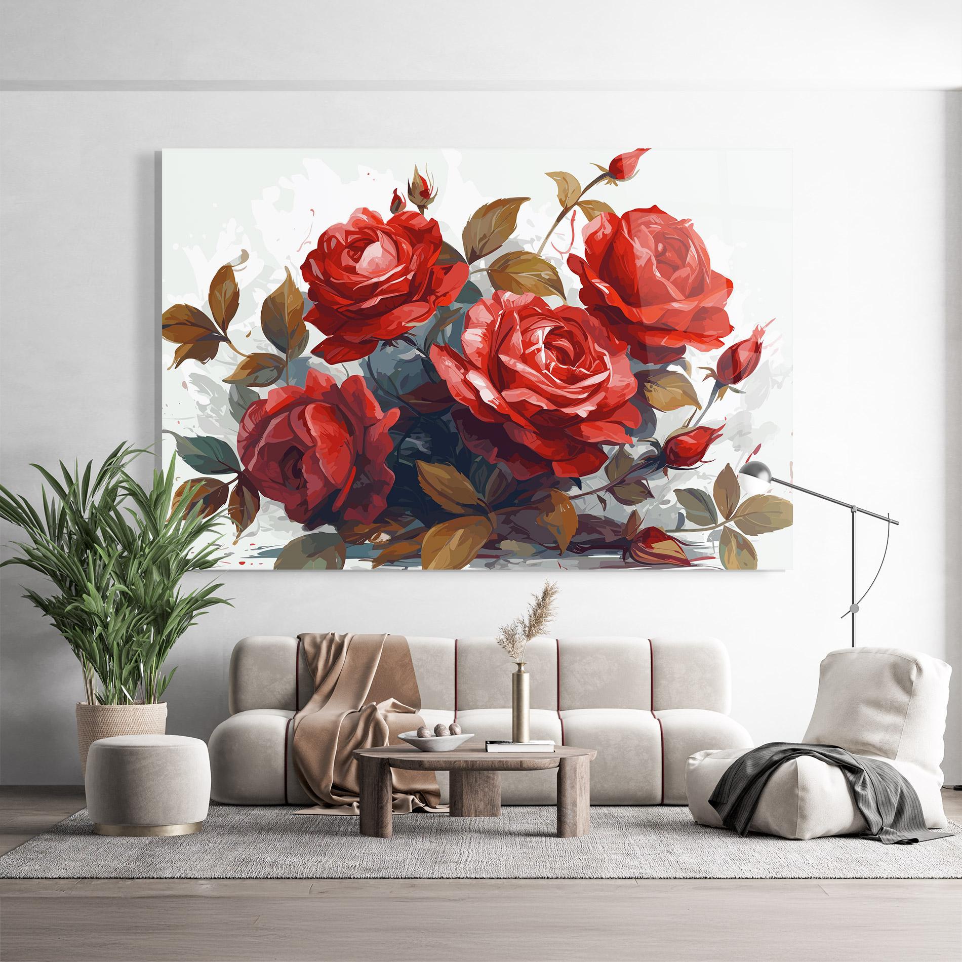 Стъклена картина Beautiful Red Roses mockup 9