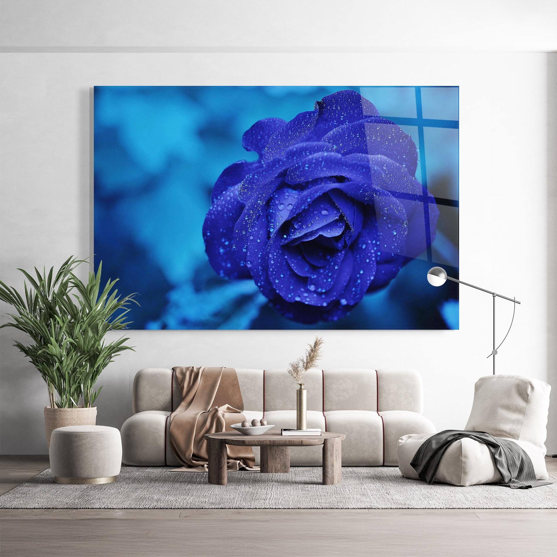 Стъклена картина Blue Water Rose mockup 9