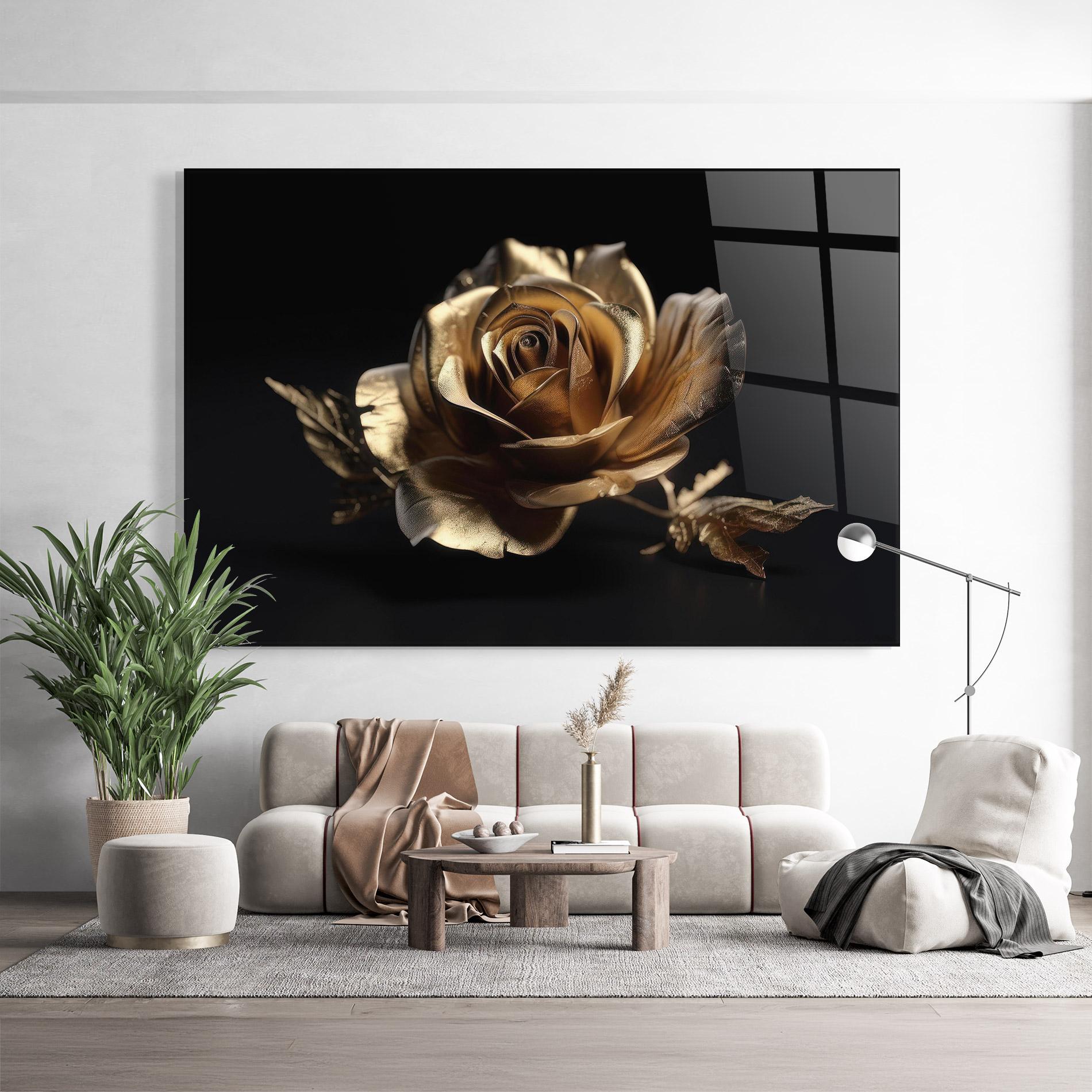 Стъклена картина Gold Rose mockup 9