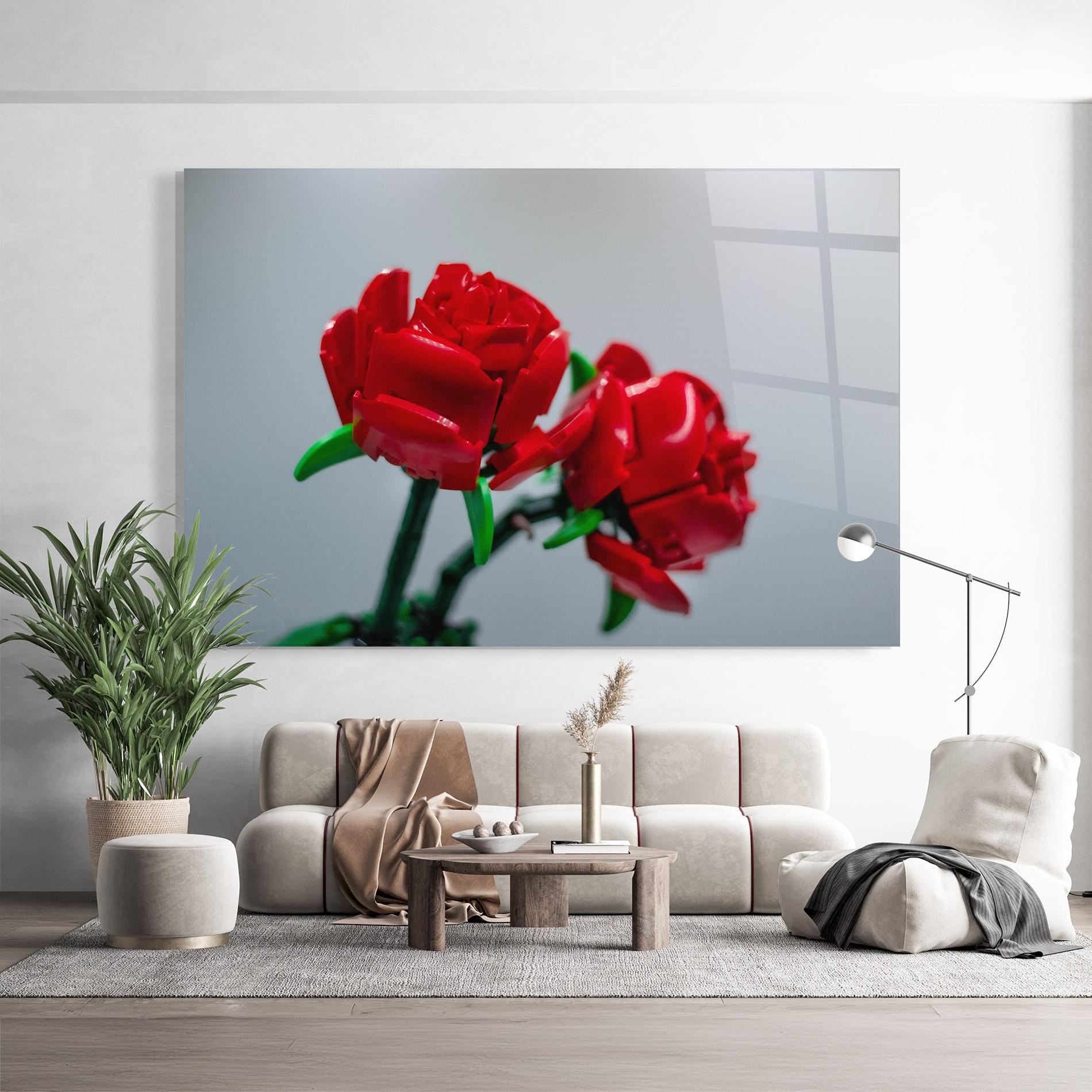 Стъклена картина Lego Red Roses mockup 9