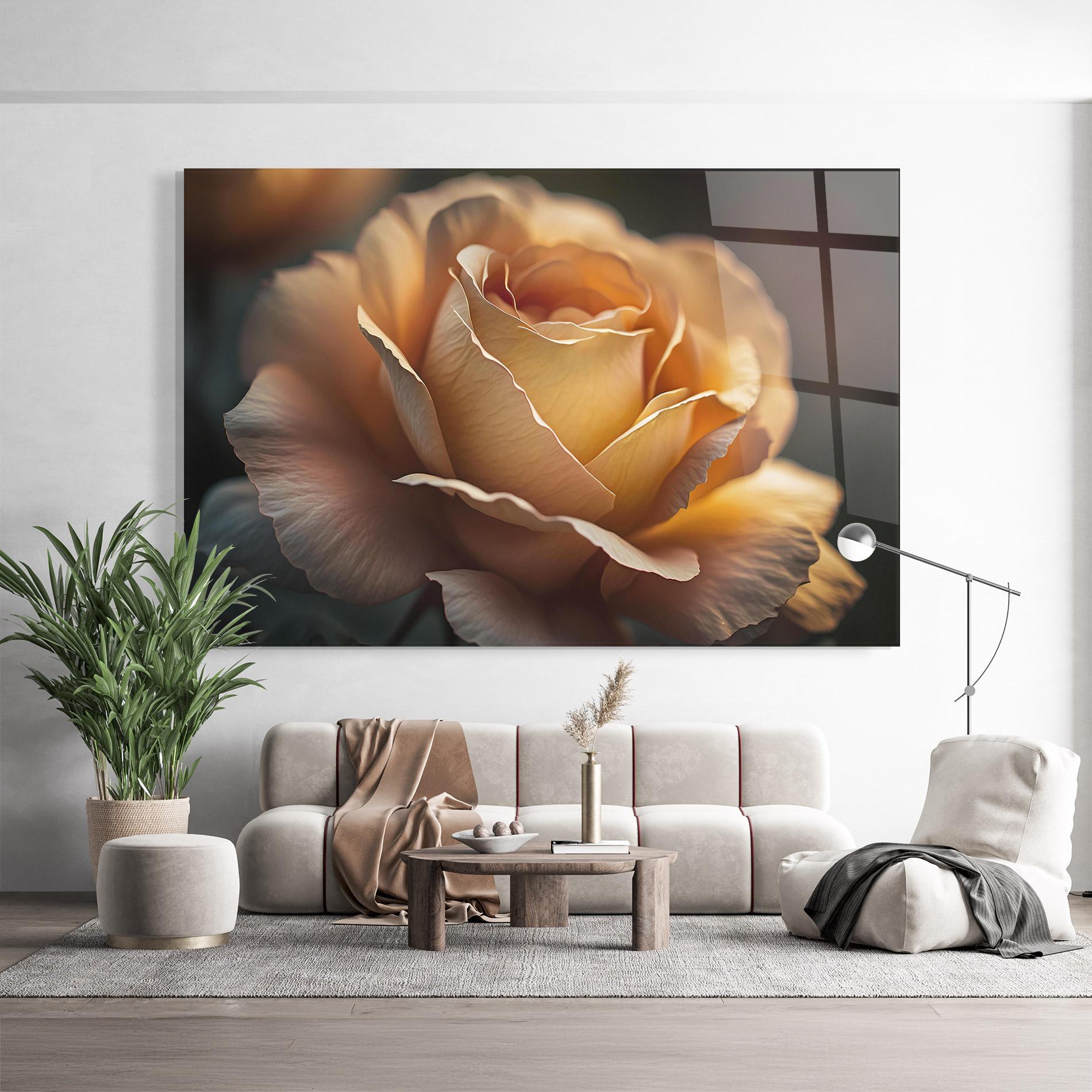 Стъклена картина Light Orange Rose Close Up mockup 9