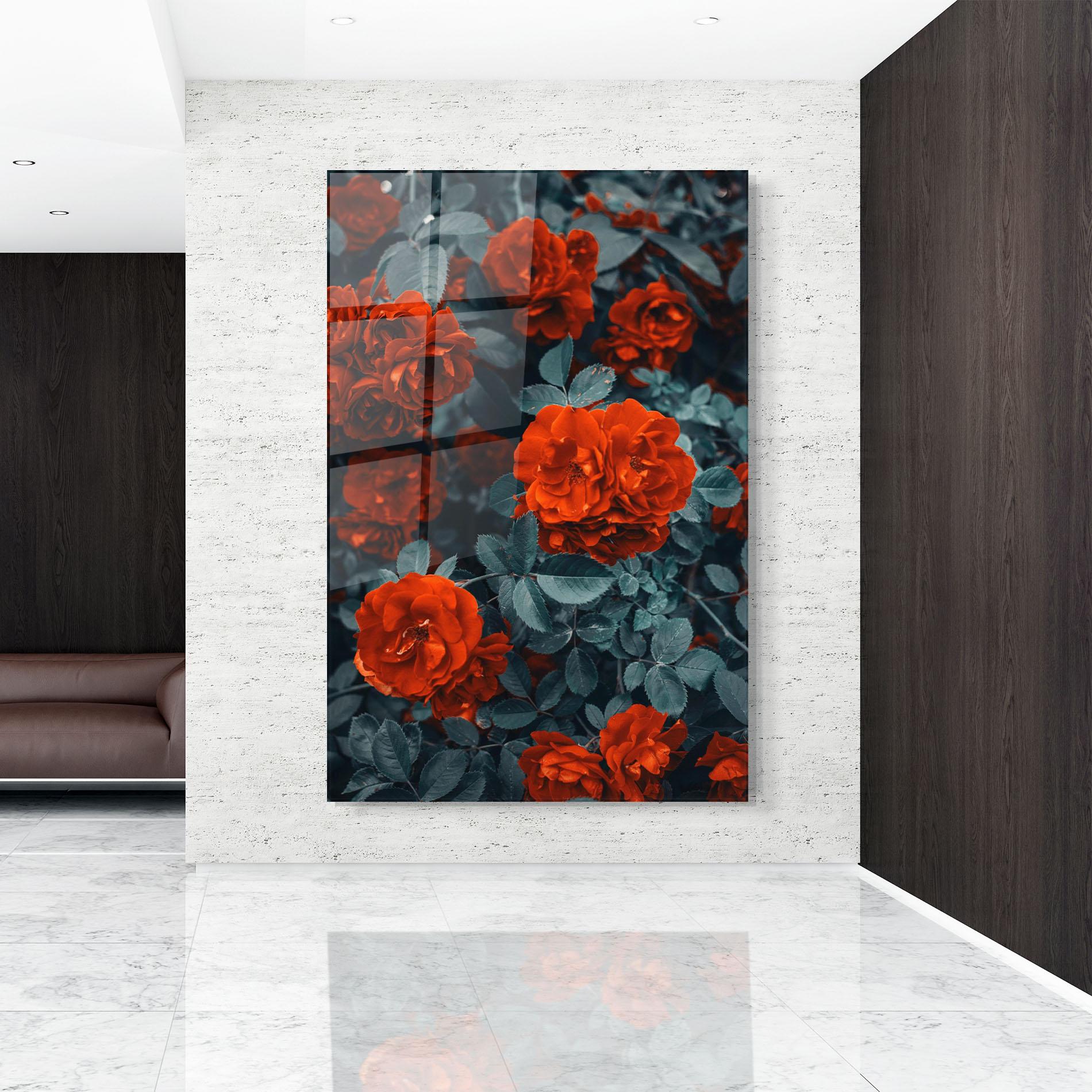 Стъклена картина Bright Red Rose mockup 9