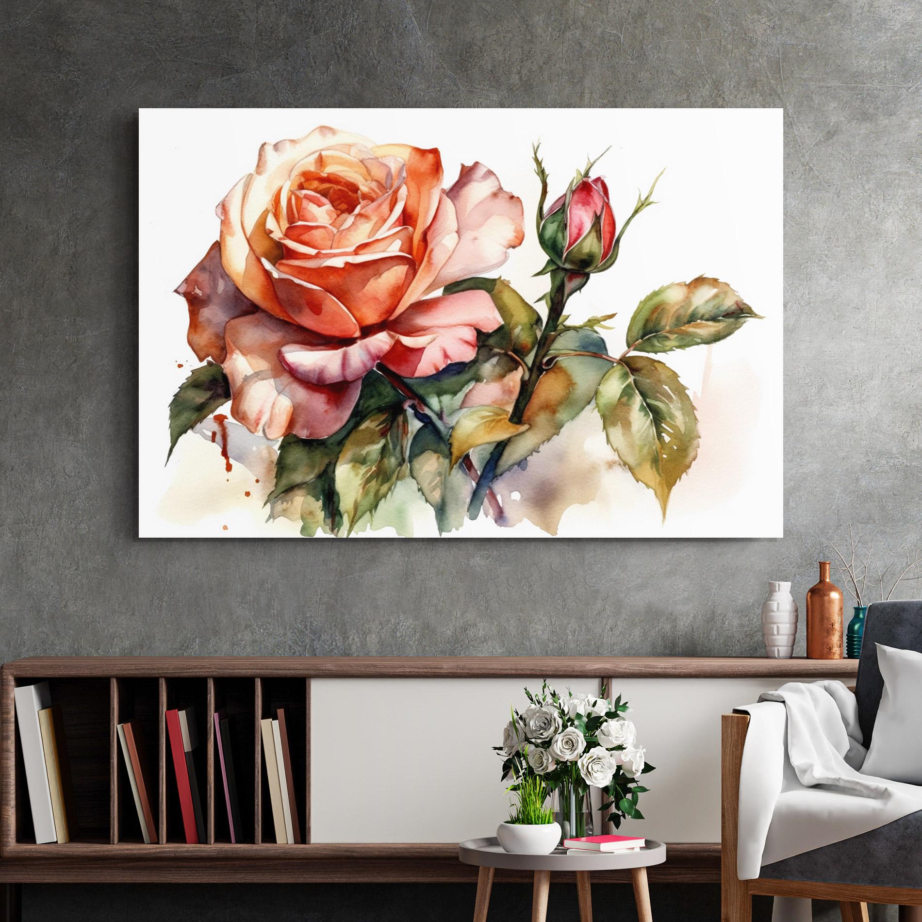 Стъклена картина Big Rose Painted mockup 2
