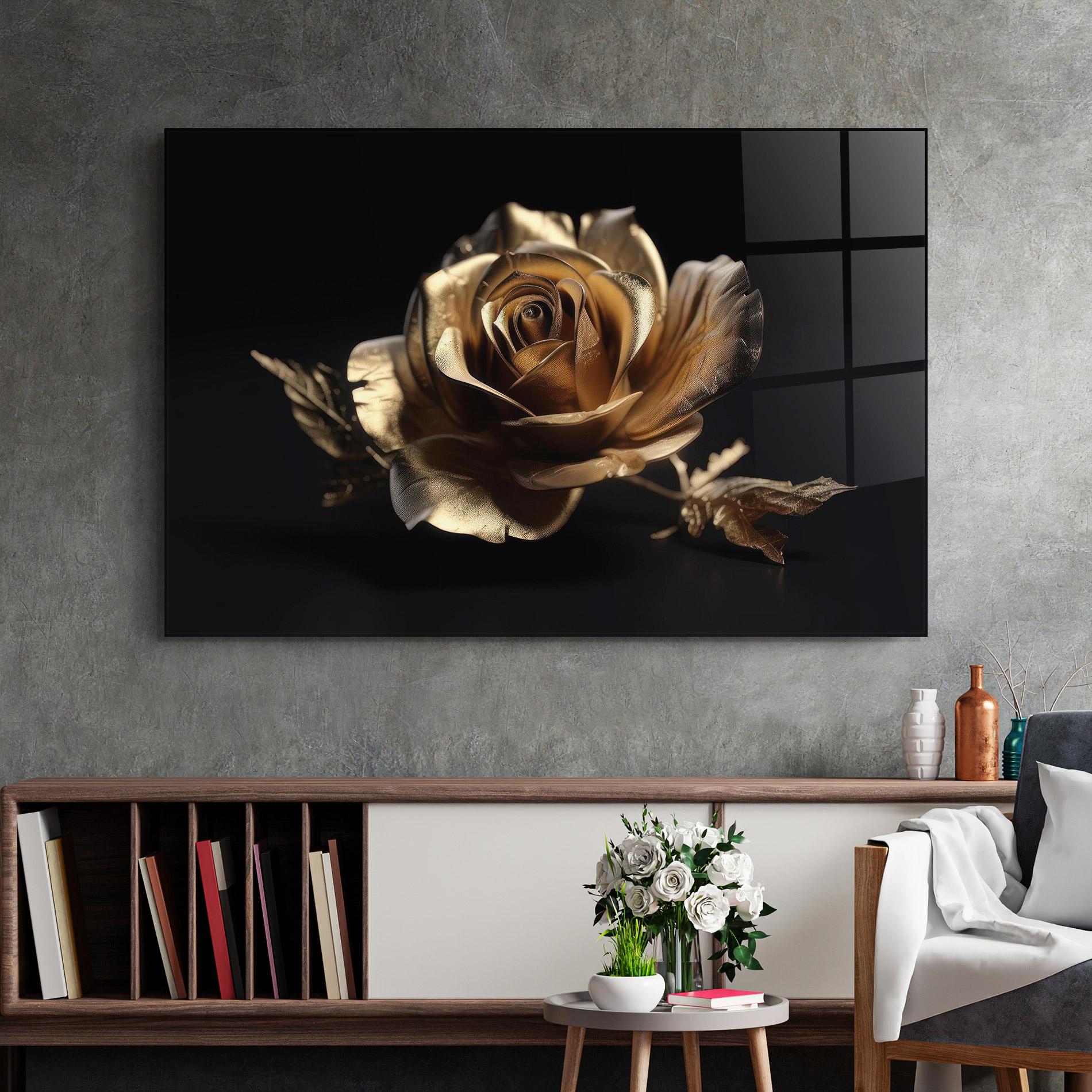 Стъклена картина Gold Rose mockup 2
