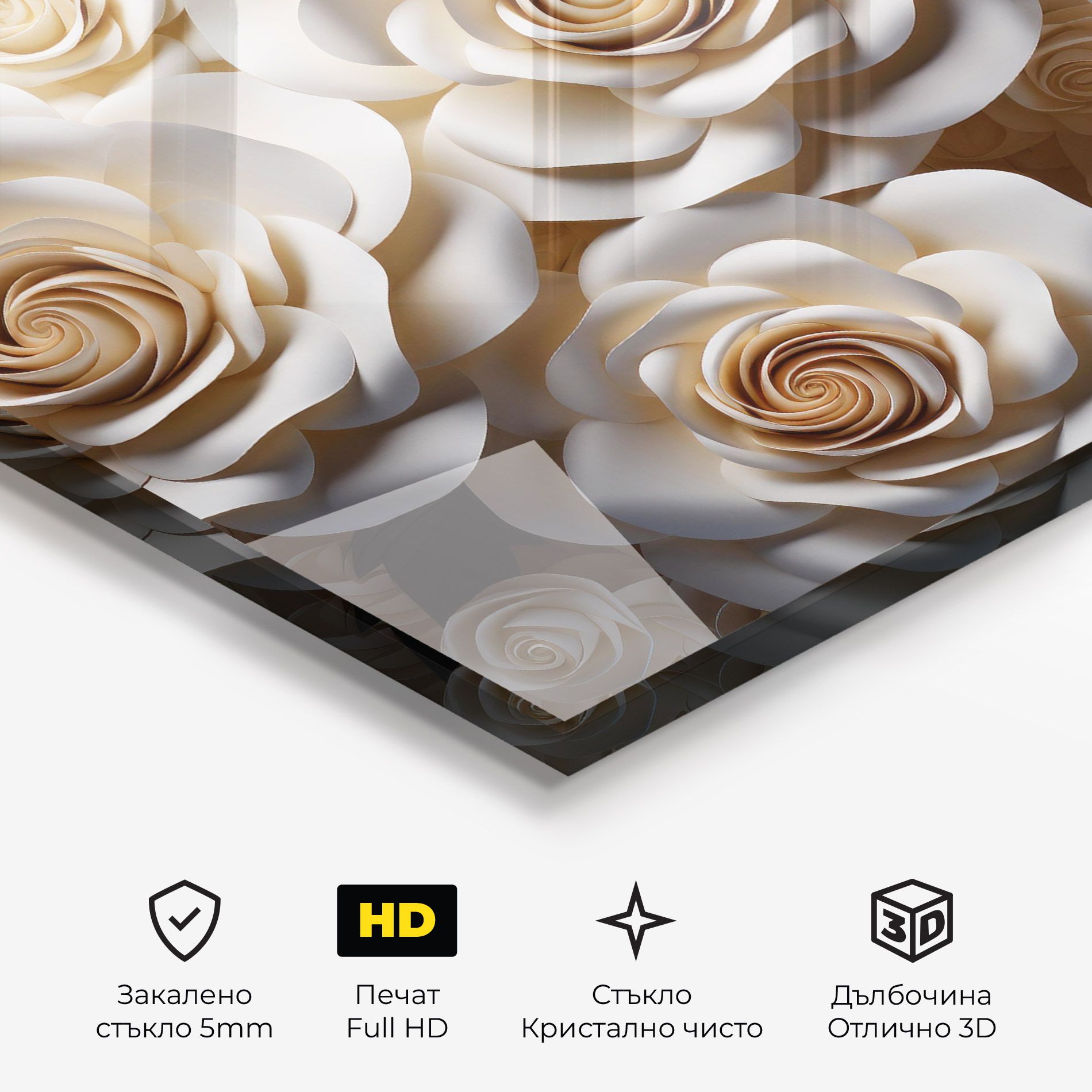 Cream Roses Wall mockup 3