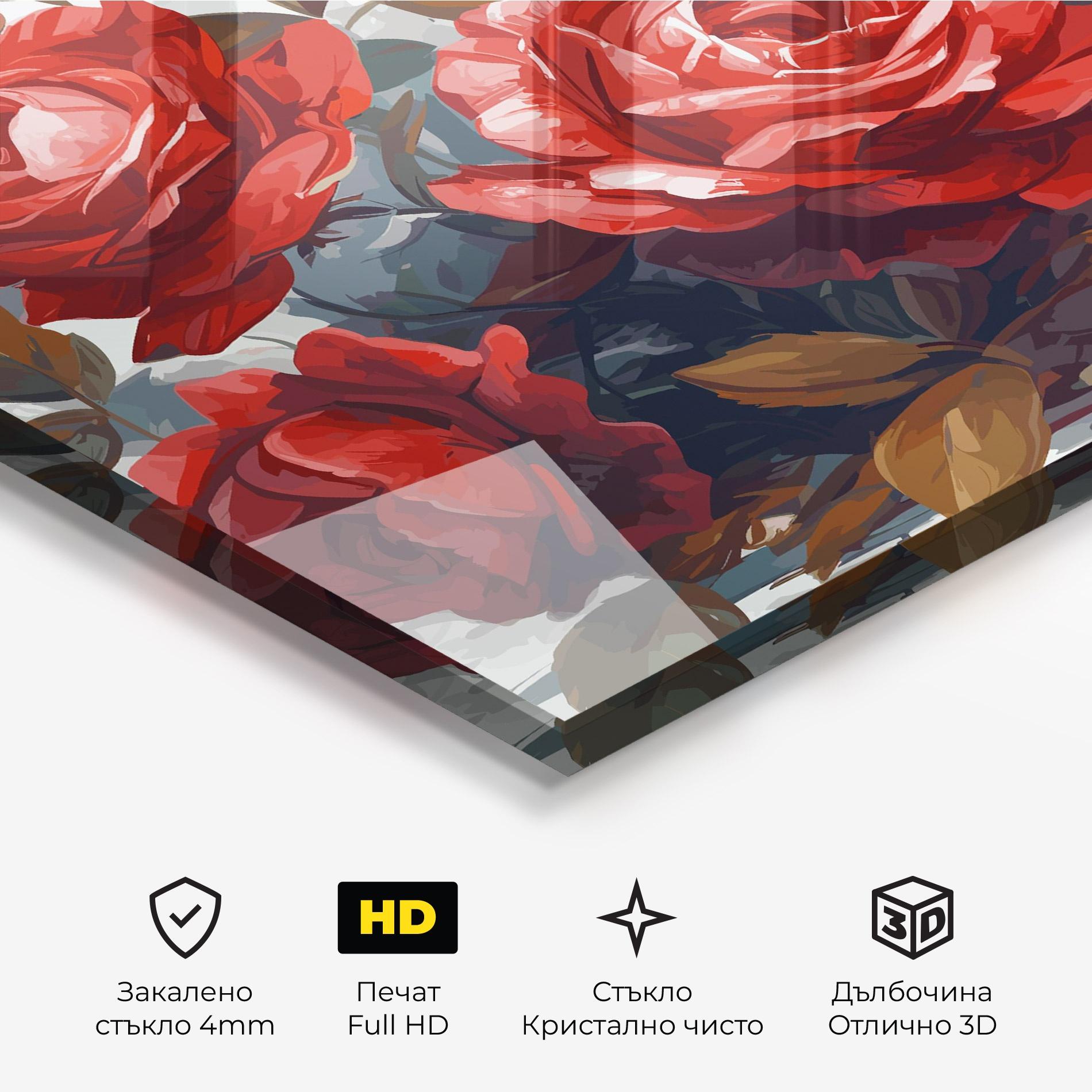 Стъклена картина Beautiful Red Roses mockup 3