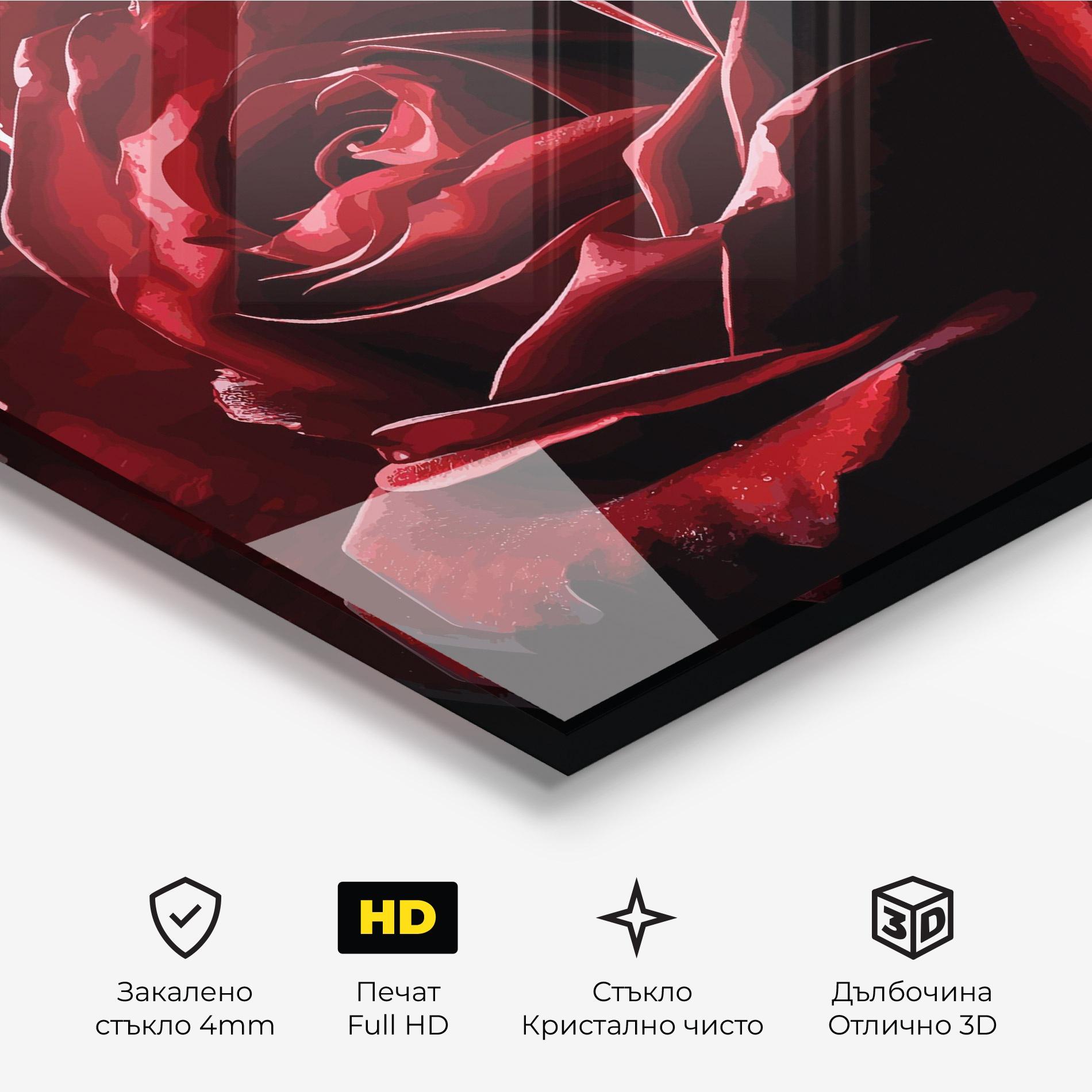Стъклена картина Big Red Rose mockup 3
