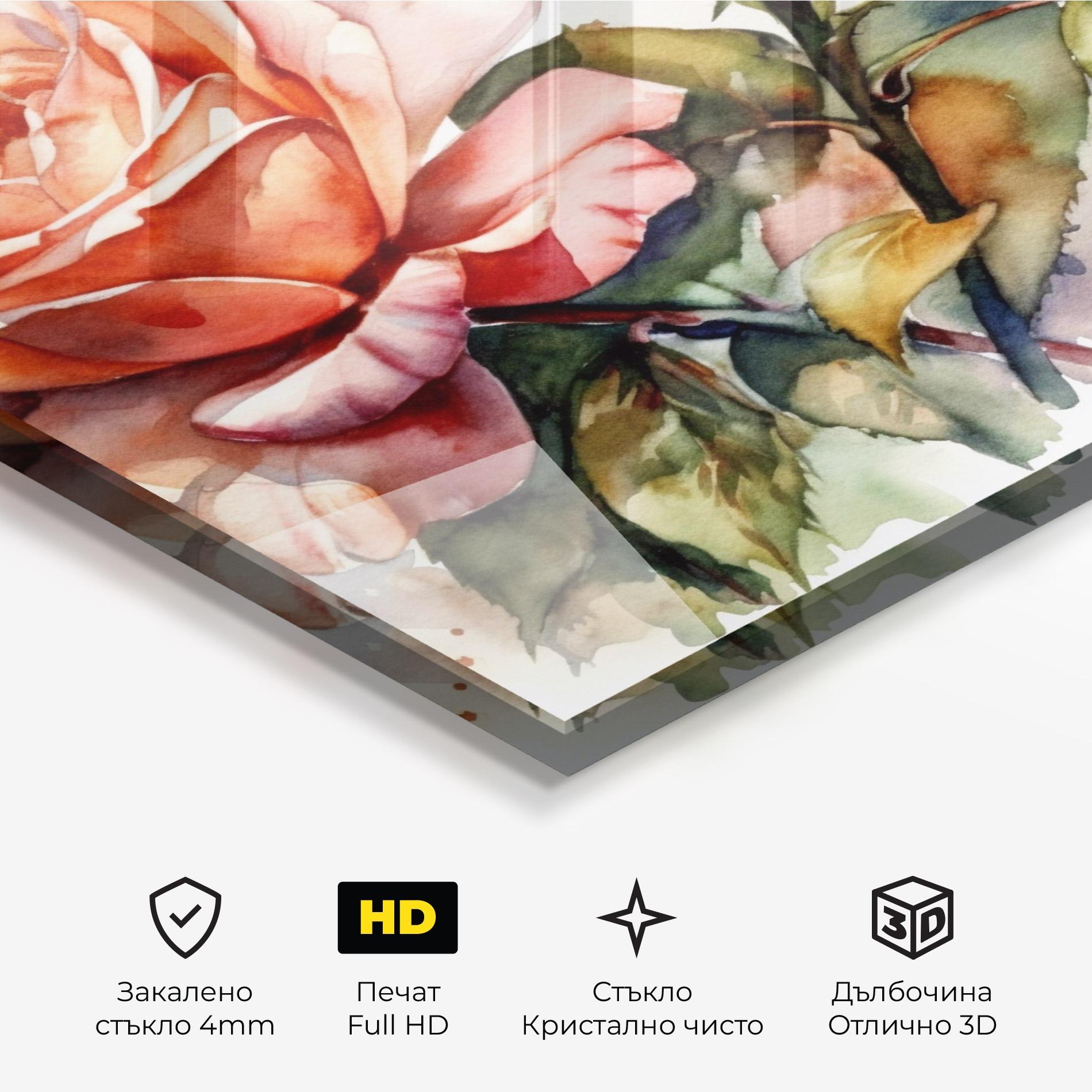 Стъклена картина Big Rose Painted mockup 3