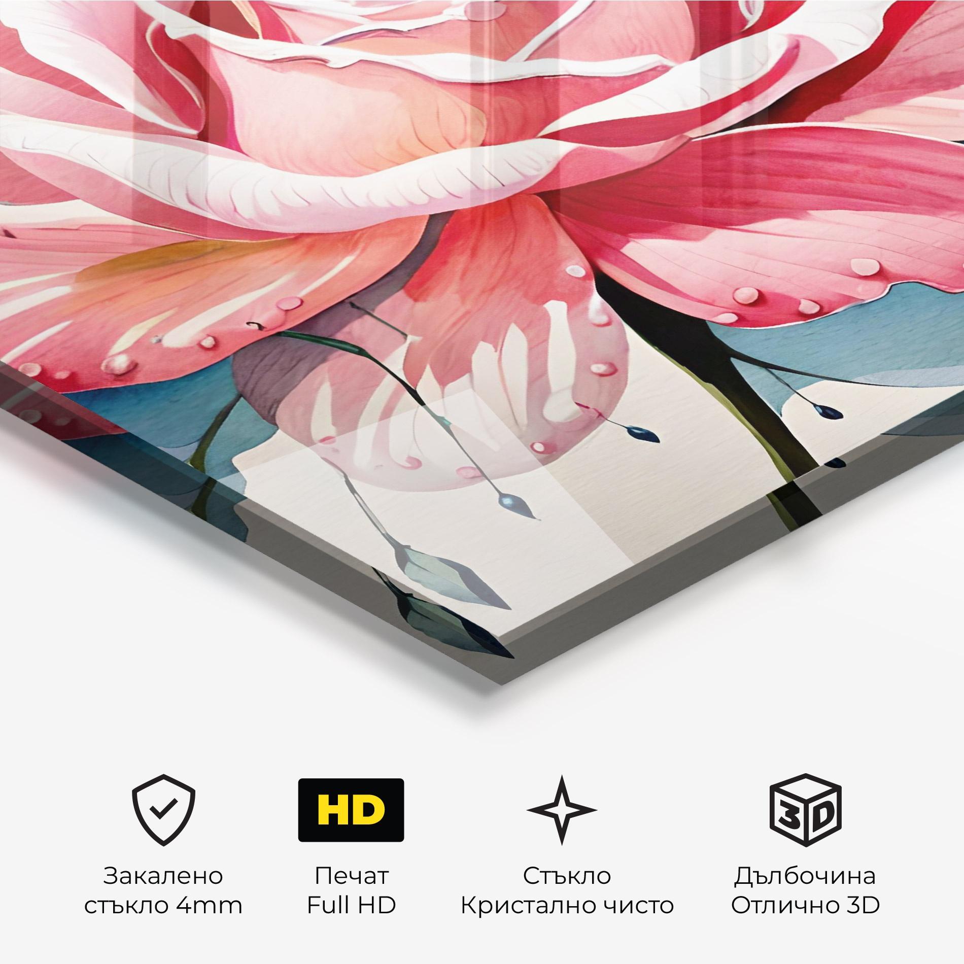 Стъклена картина Bih Pink Rose mockup 3