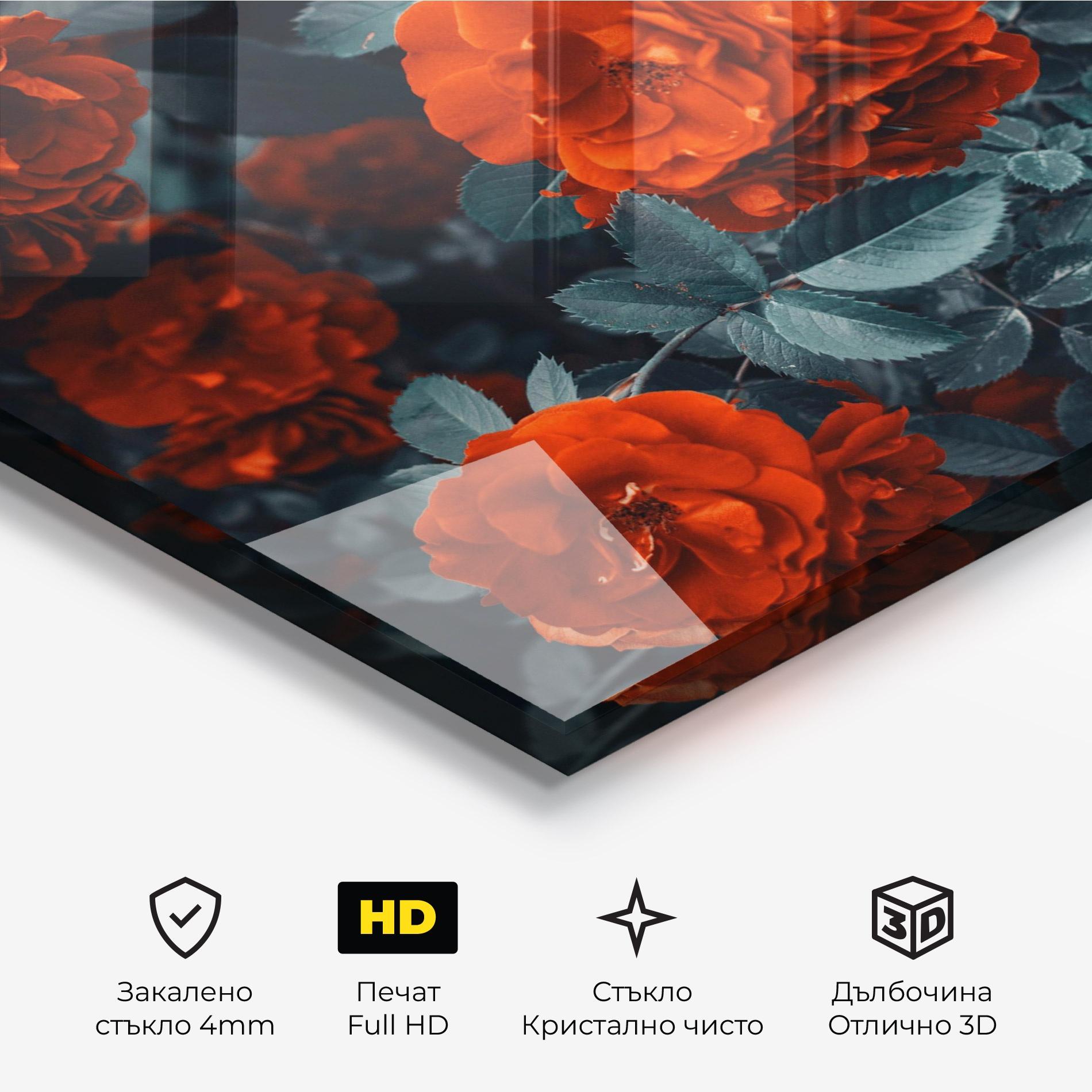 Стъклена картина Bright Red Rose mockup 3