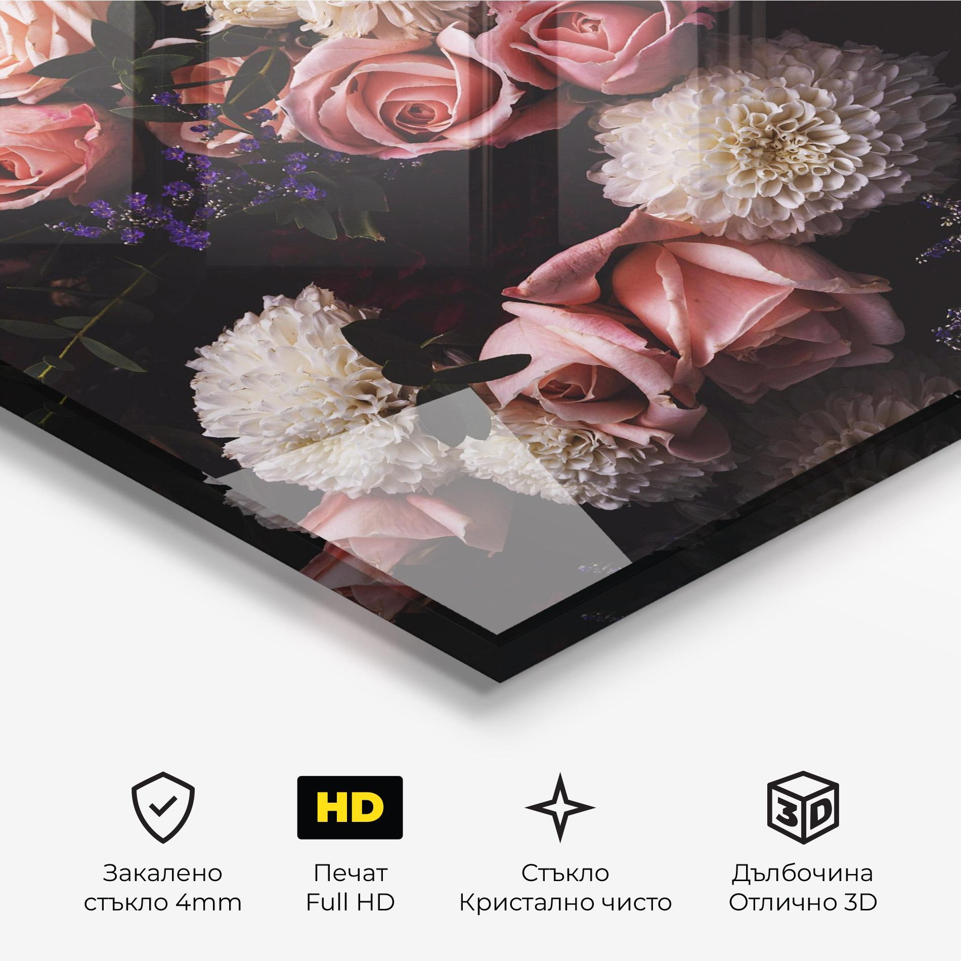 Стъклена картина Buchet De Trandafiri mockup 3