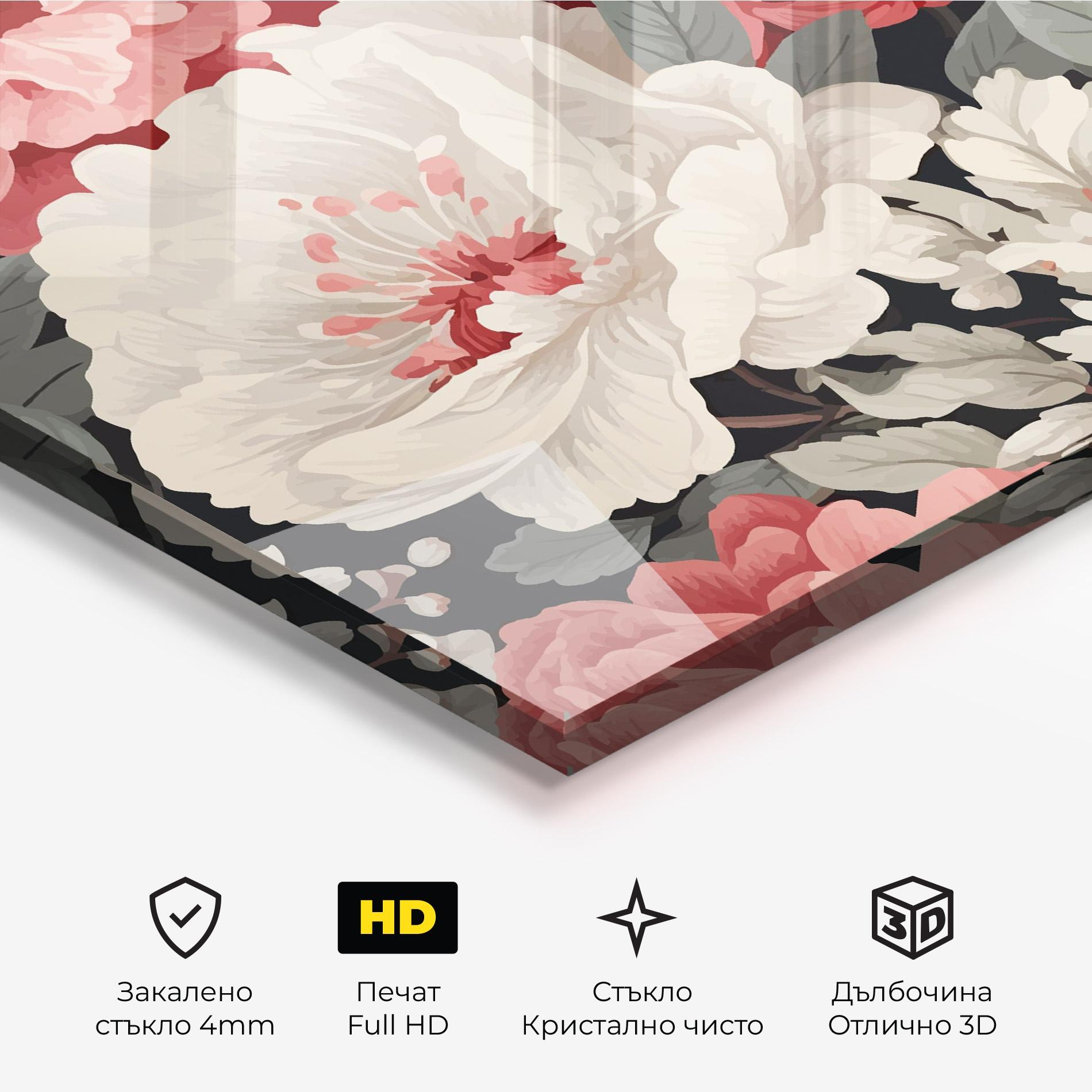 Стъклена картина Cream Pink Rose mockup 3