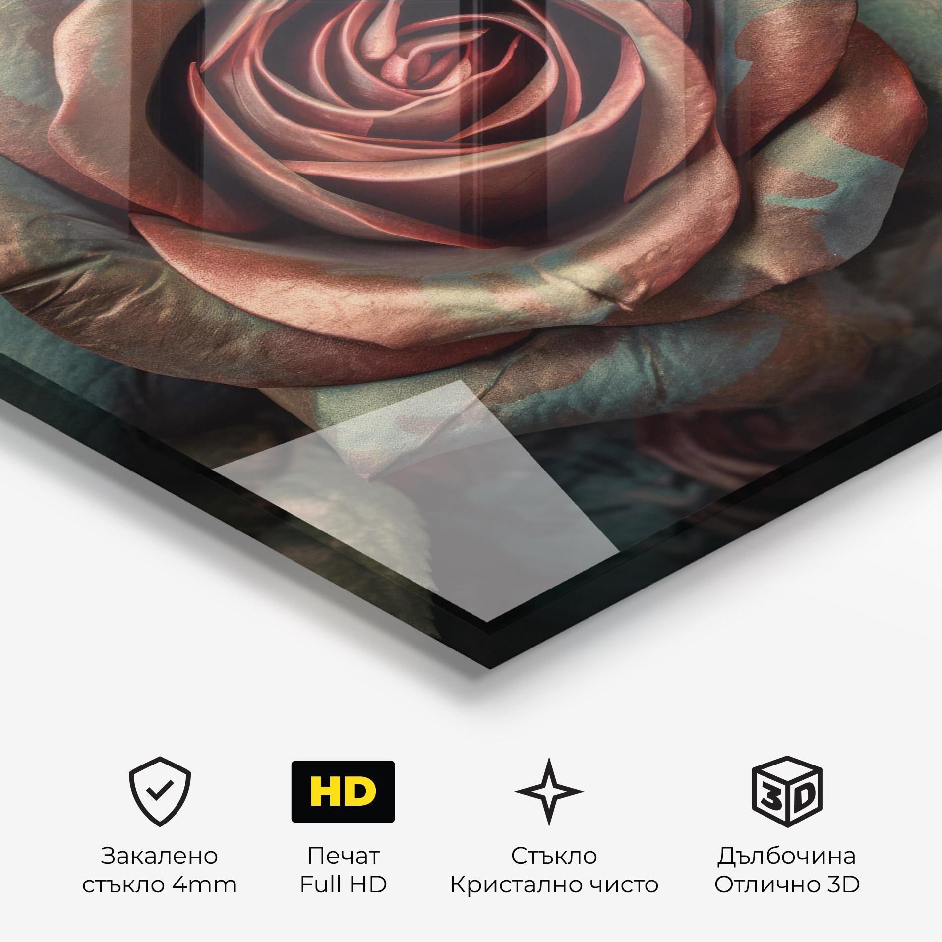 Стъклена картина Exotic Blue Rose mockup 3