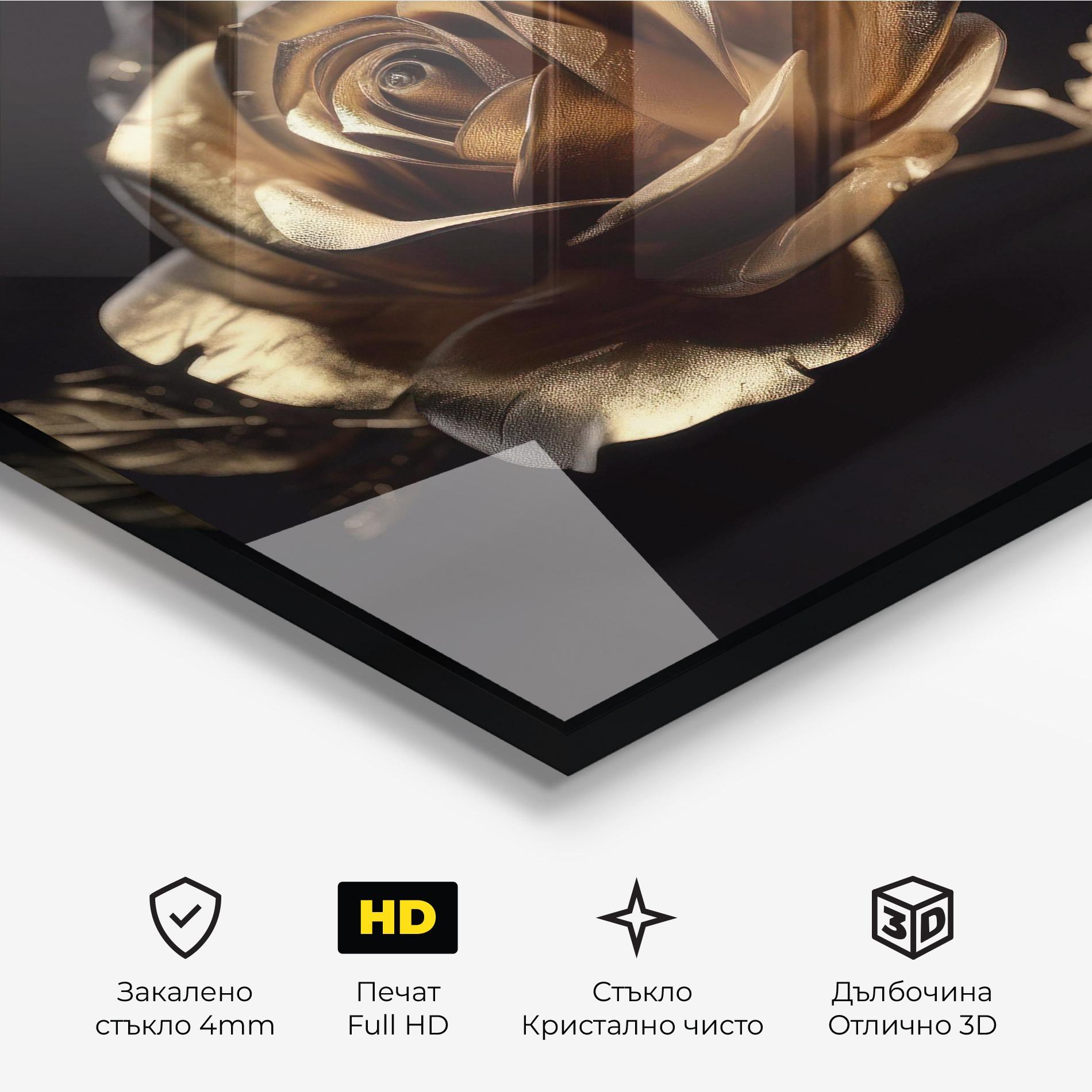 Стъклена картина Gold Rose mockup 3