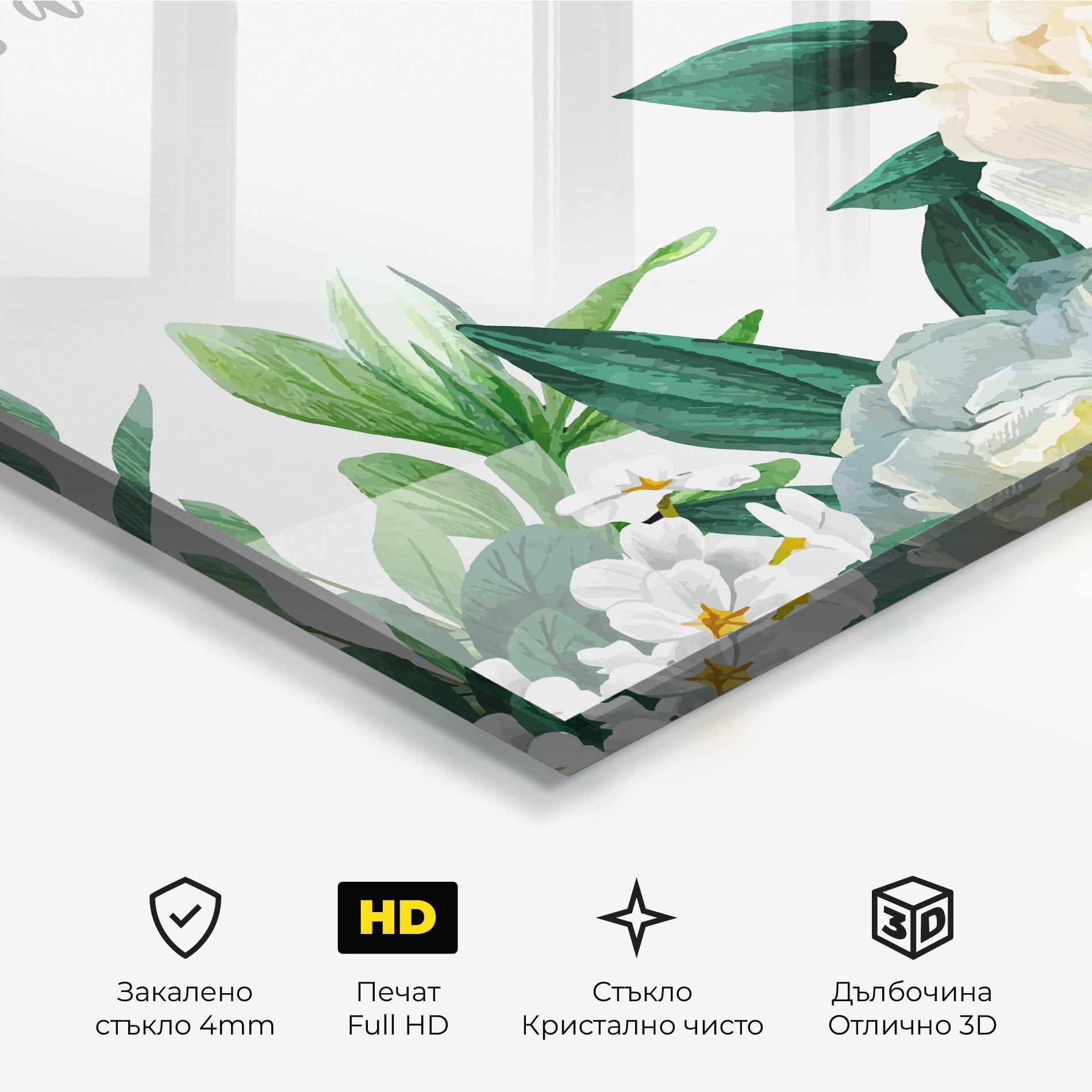 Стъклена картина Green Rose Love mockup 3