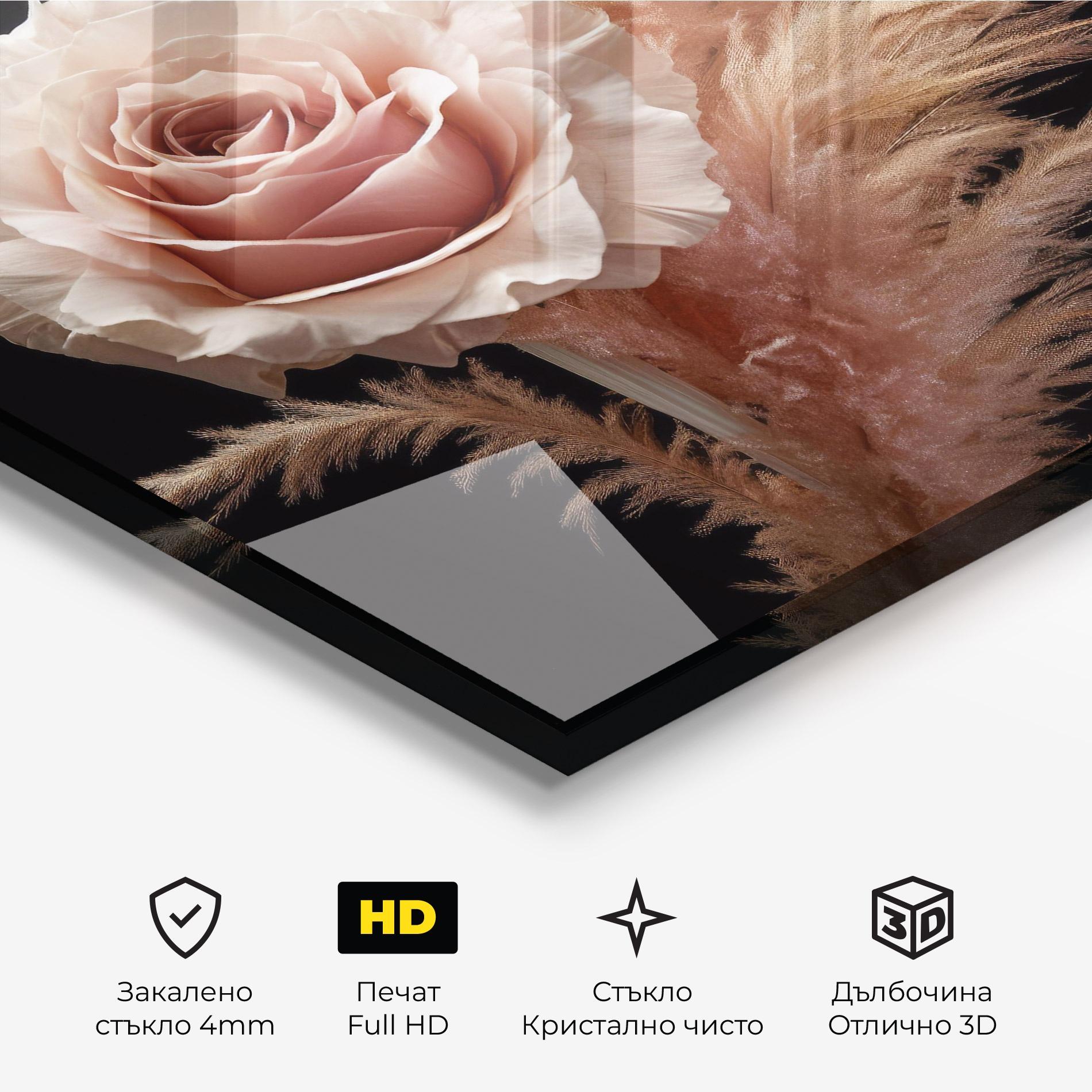 Стъклена картина Light Pink Rose mockup 3