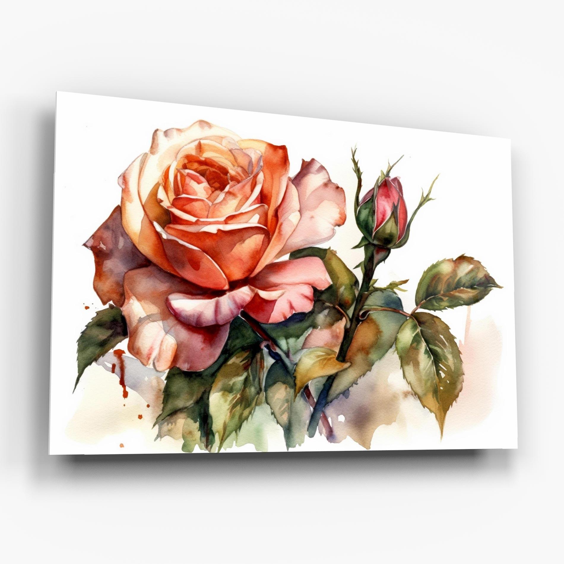 Стъклена картина Big Rose Painted mockup 6