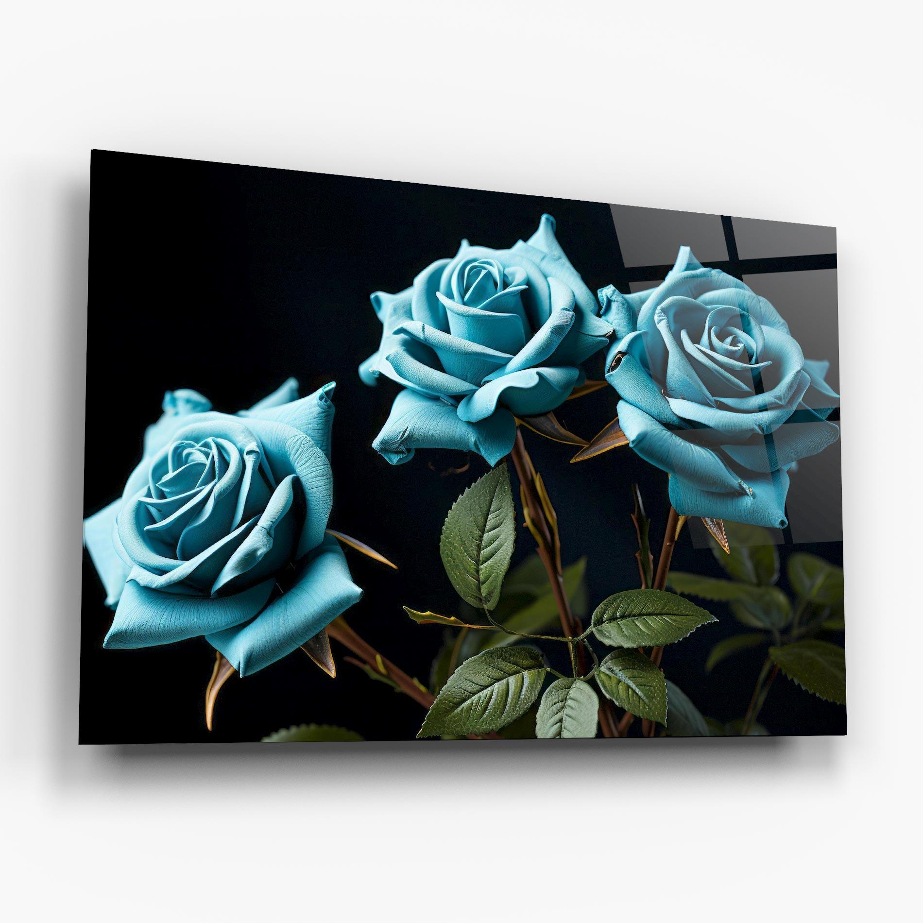 Стъклена картина Blue Roses mockup 6